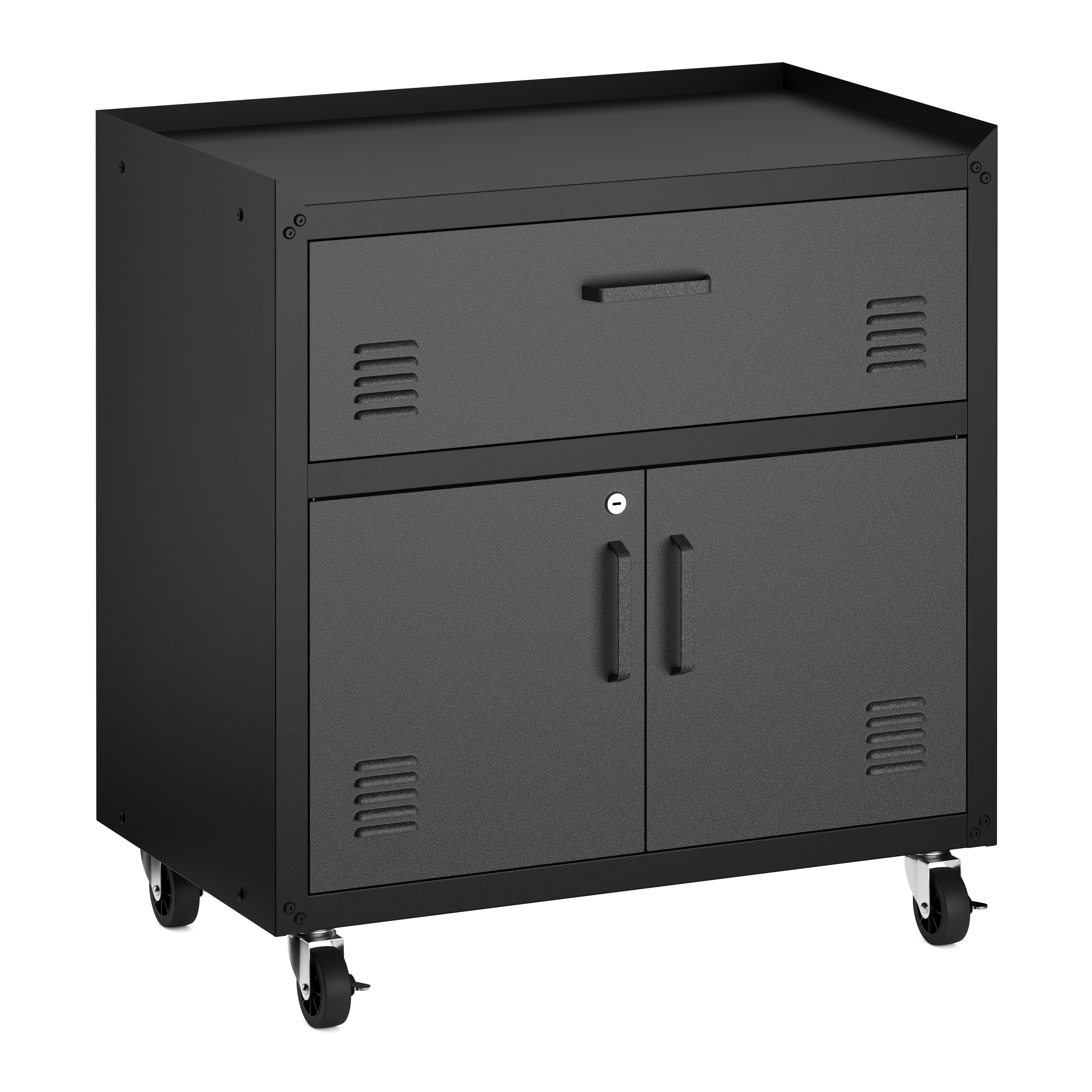 Aktenschrank MAKSIMUS 2 Türen 1 Schublade 77 x 80 cm anthrazit/schwarz