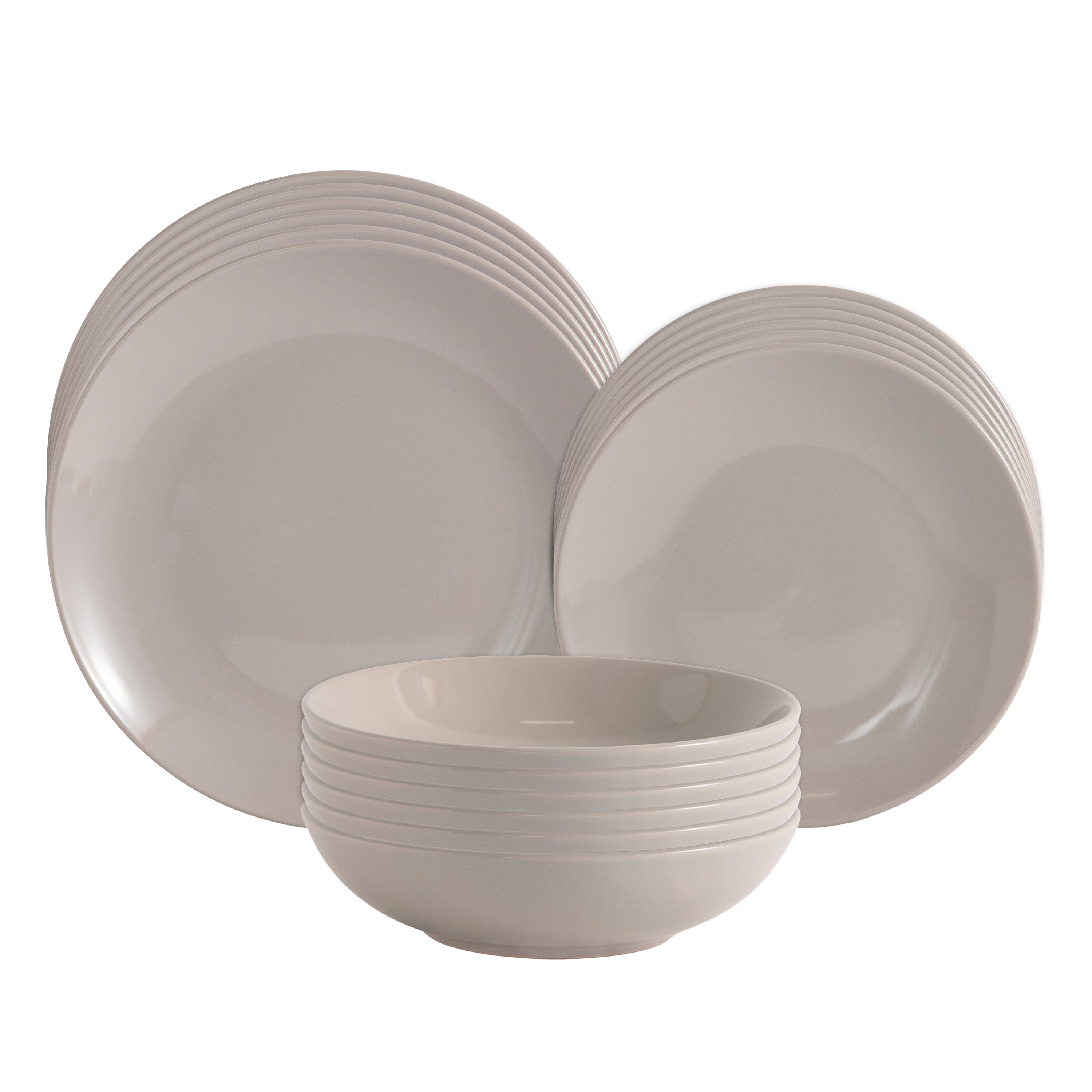 Geschirr-Set Steingut 18-teilig grau