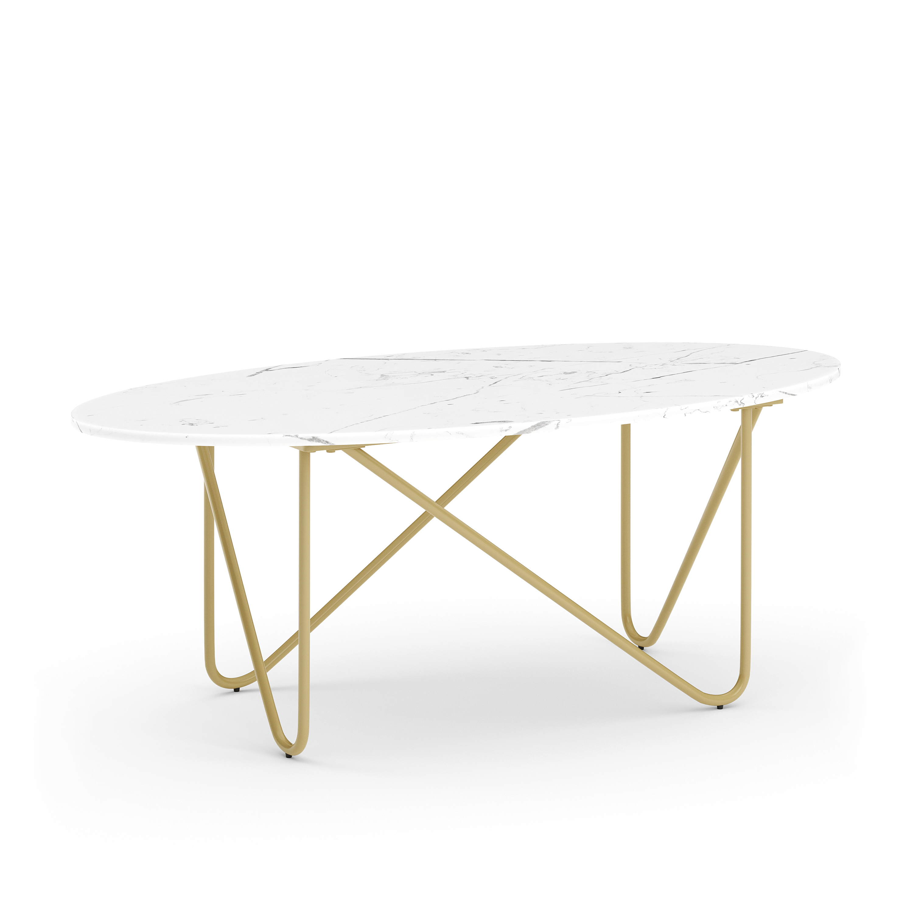 Image of Beistelltisch COSTA 120 x 60 x 43 cm weiss/gold