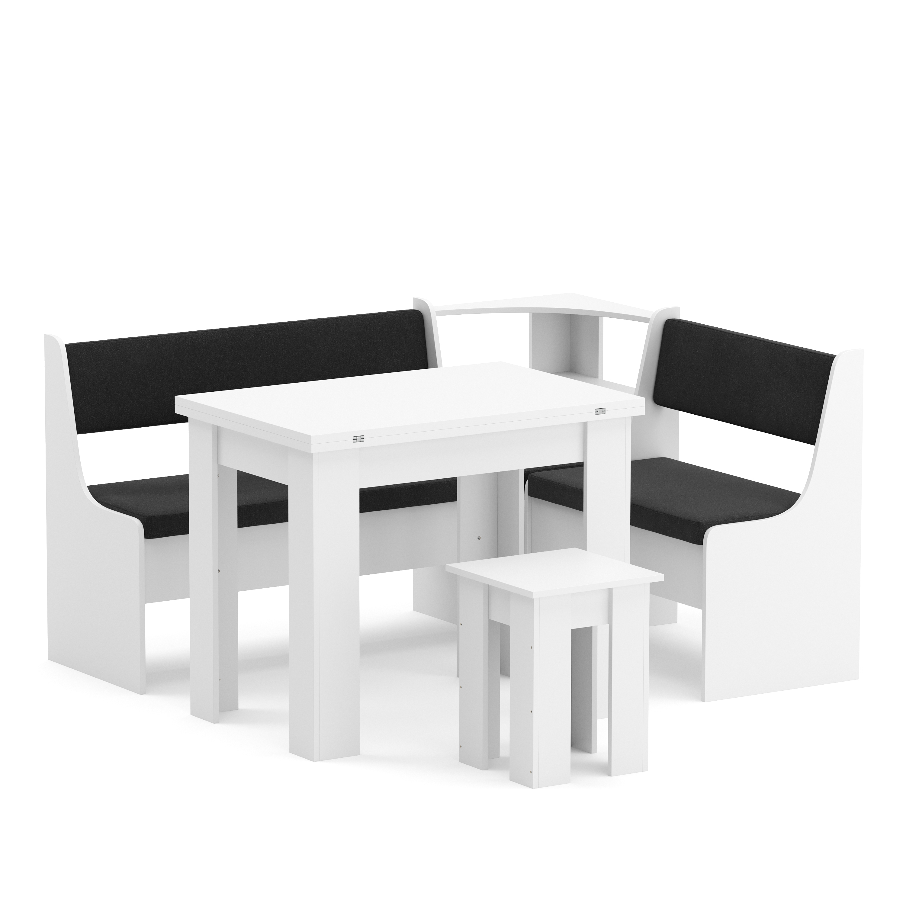 Eckbankgruppe CORNELIA 3-teilig weiss/schwarz