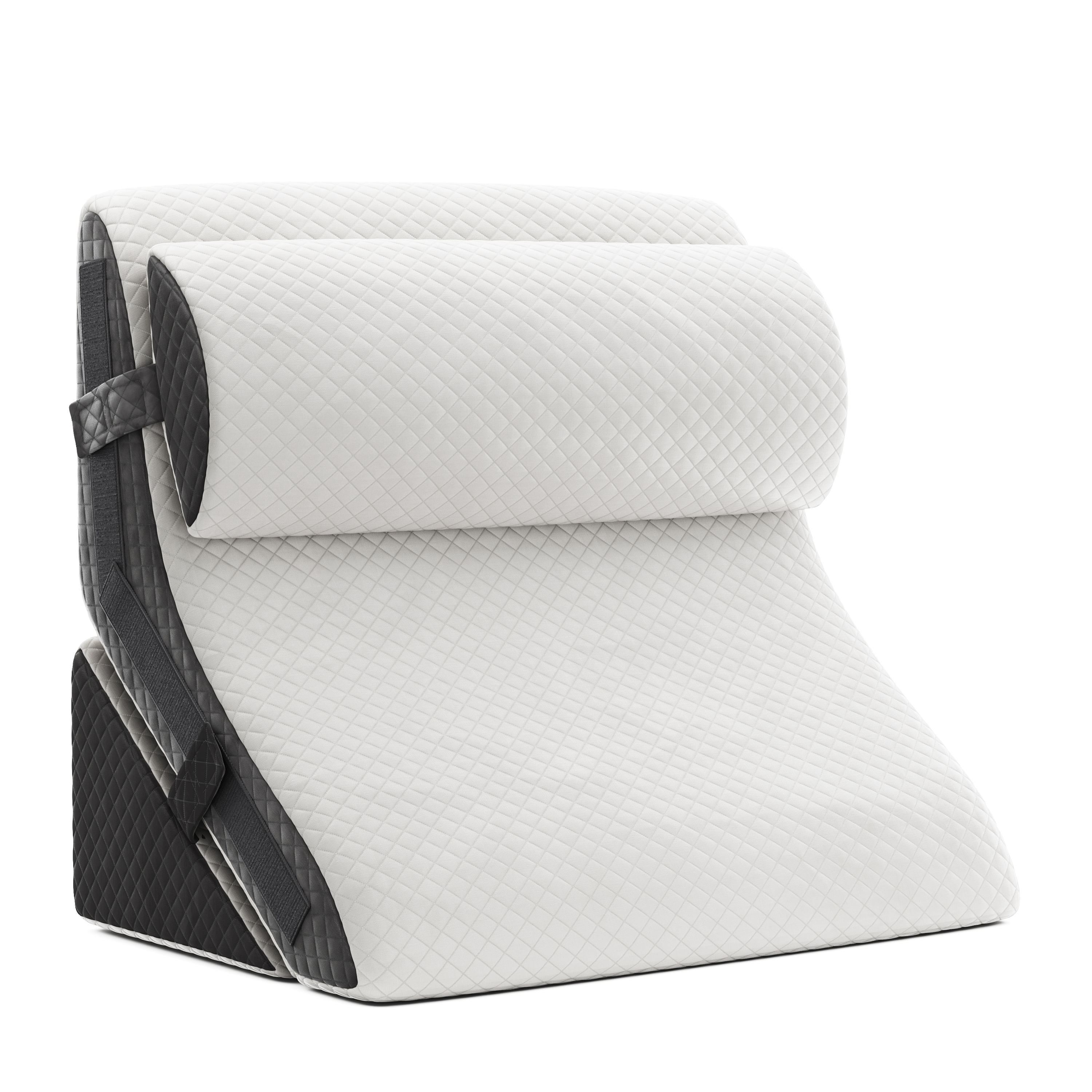 Keilkissen mit Nackenrolle 60 x 51 x 40 cm weiss/schwarz
