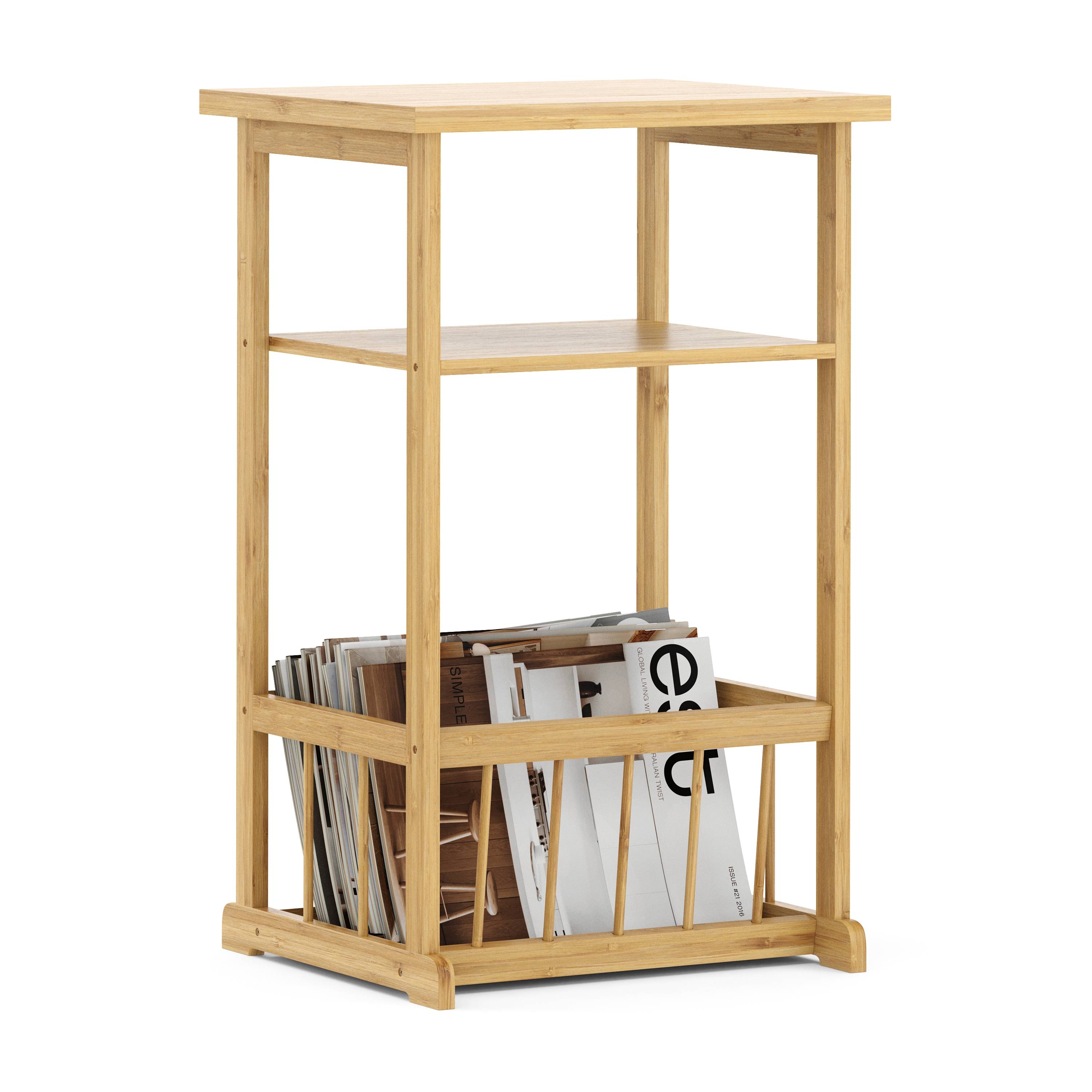 Beistelltisch Bambus mit Zeitungsablage 45 x 37 x 72 cm natur