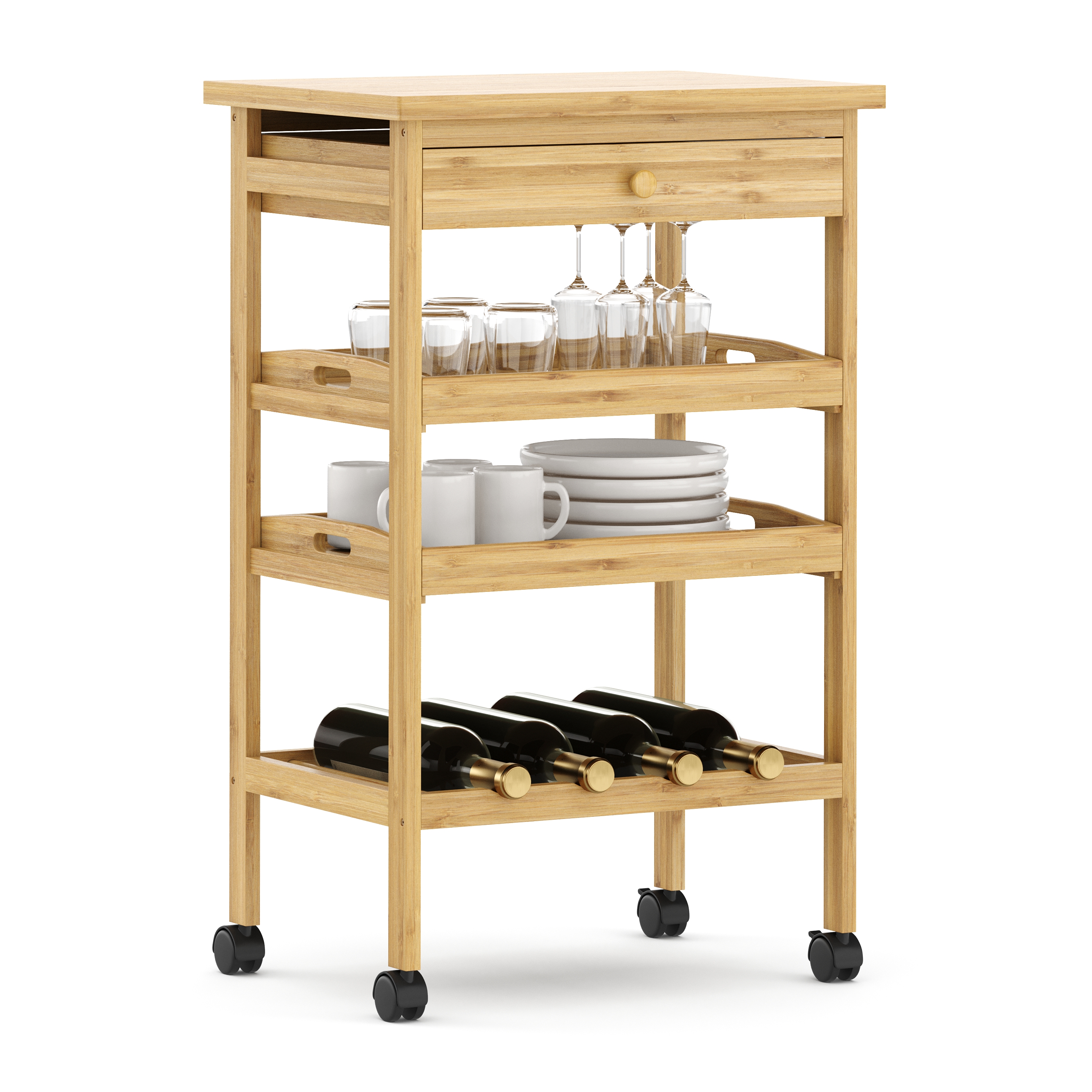 Servierwagen Bambus BART mit 4 Etagen