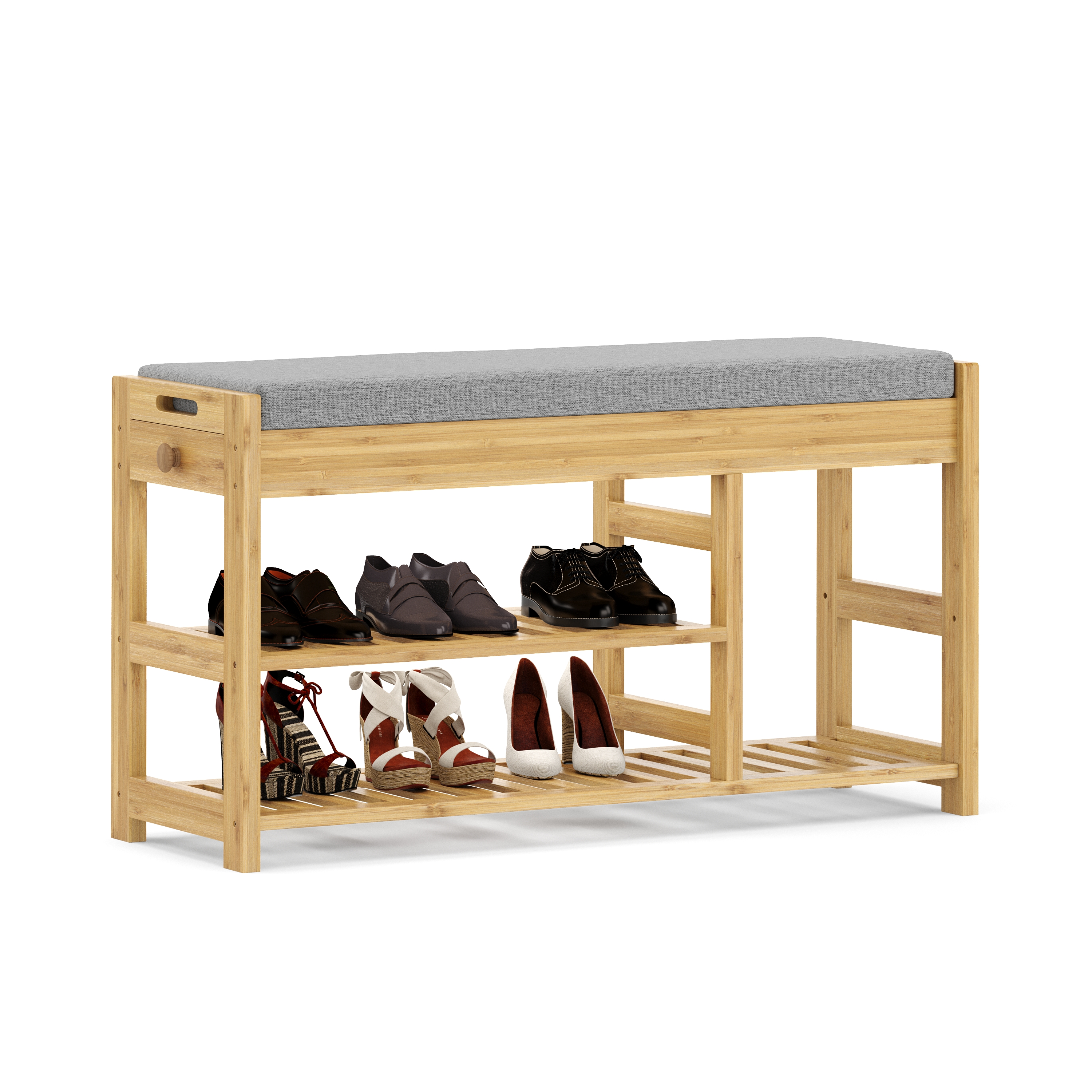 Image of Schuhbank Bambus SEREIN 90 x 30 x 51 cm natur