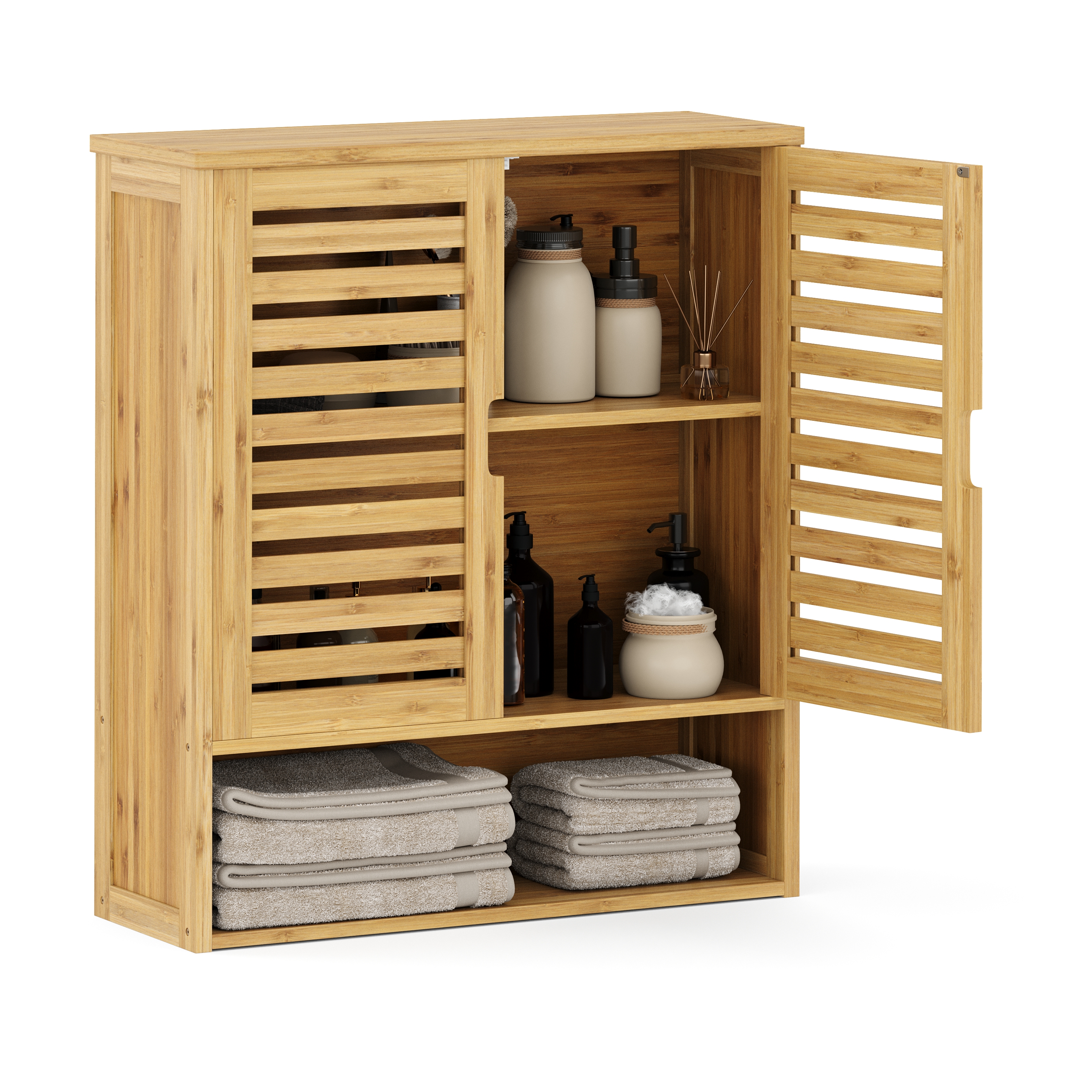 Image of Hängeschrank Bambus SANOVA mit Ablage 59 x 21 x 67 cm natur