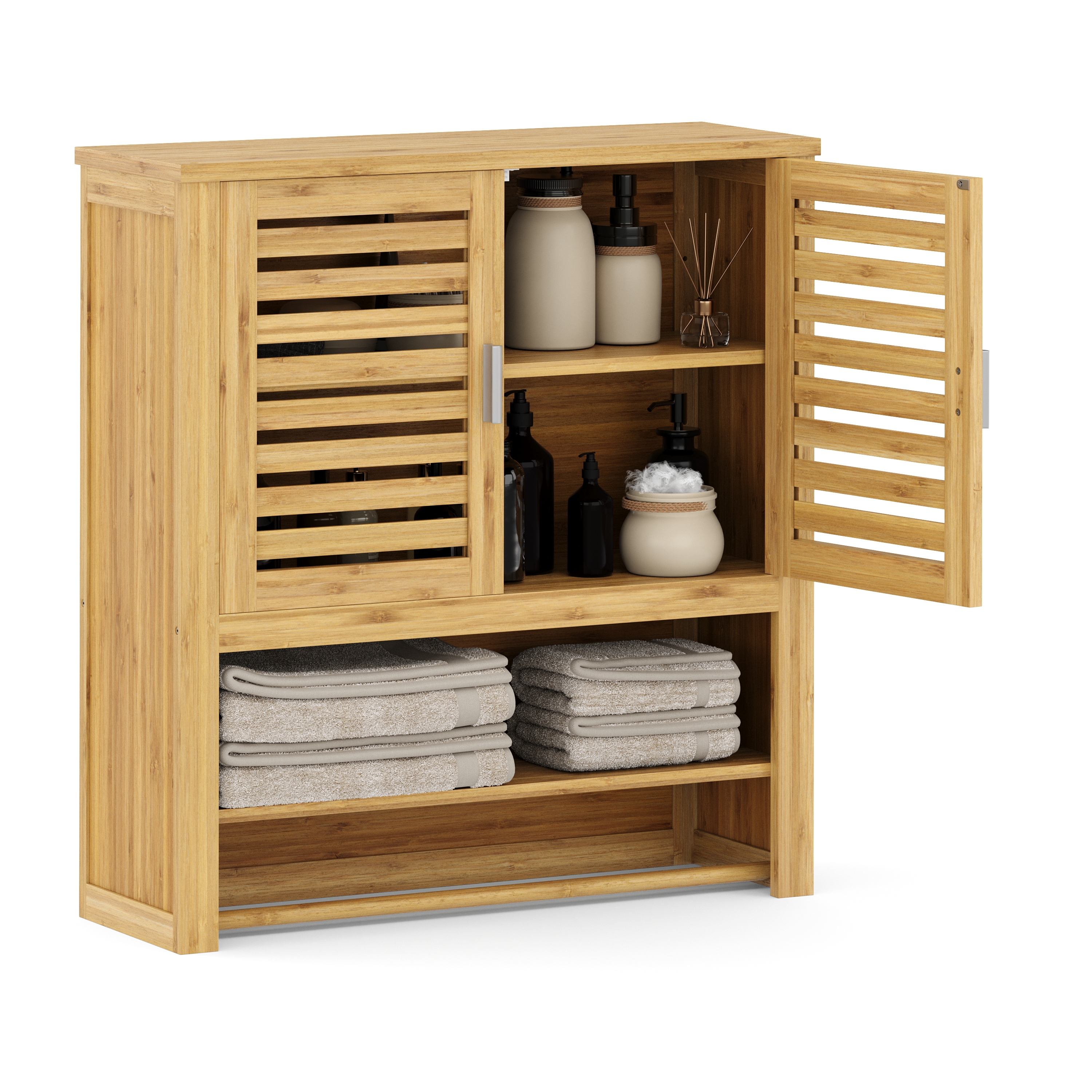 Hängeschrank Bambus VARA mit Ablage 62 x 21 x 66 cm natur