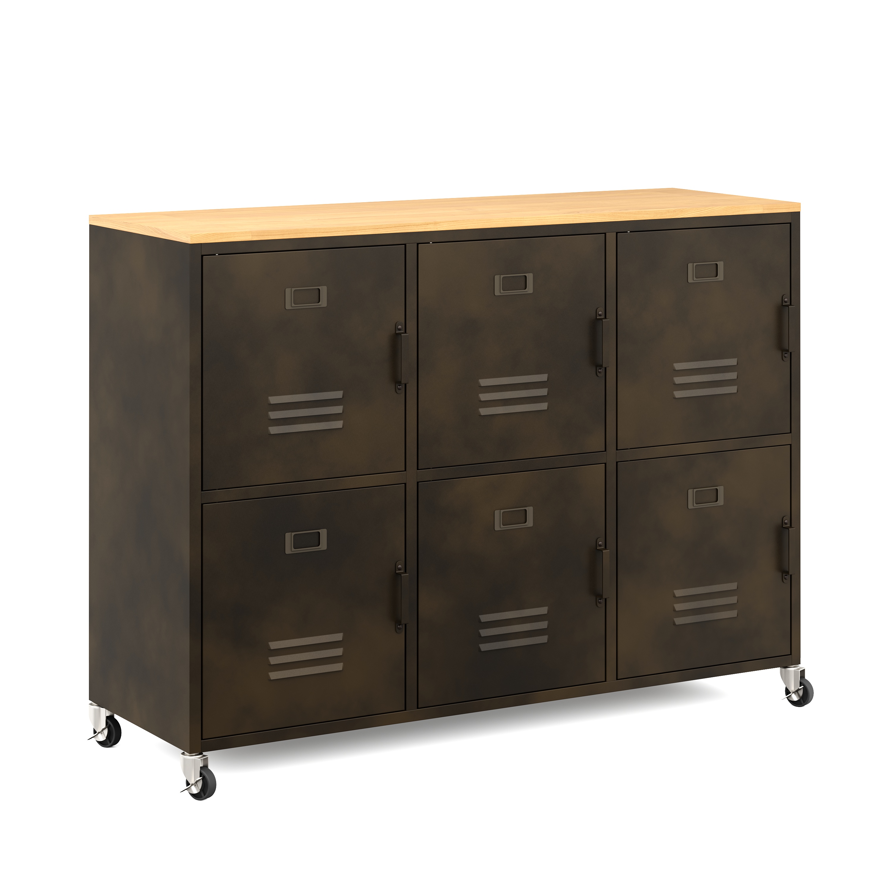 Image of Sideboard auf Rollen Industrial FORGE 119 x 89 cm schwarz/braun
