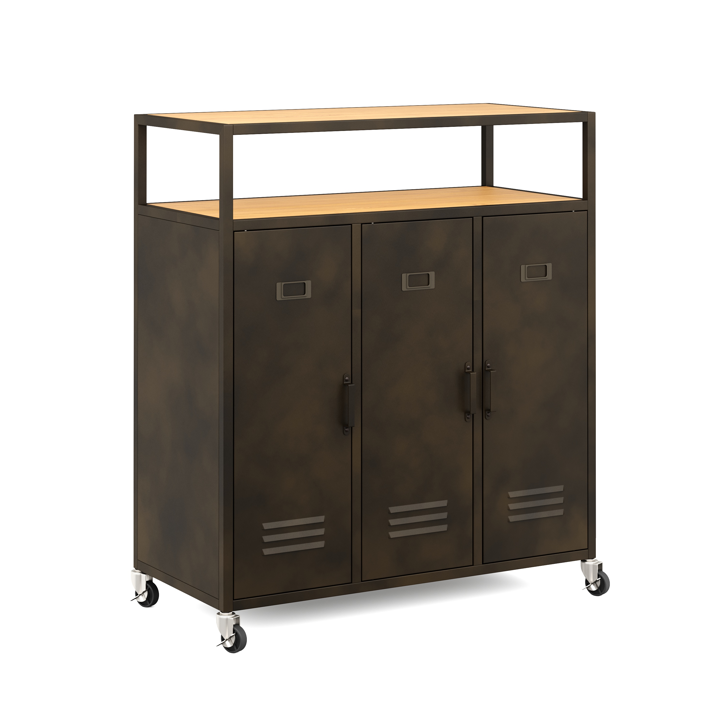 Kommode auf Rollen Industrial FORGE 85 x 98 cm schwarz/braun