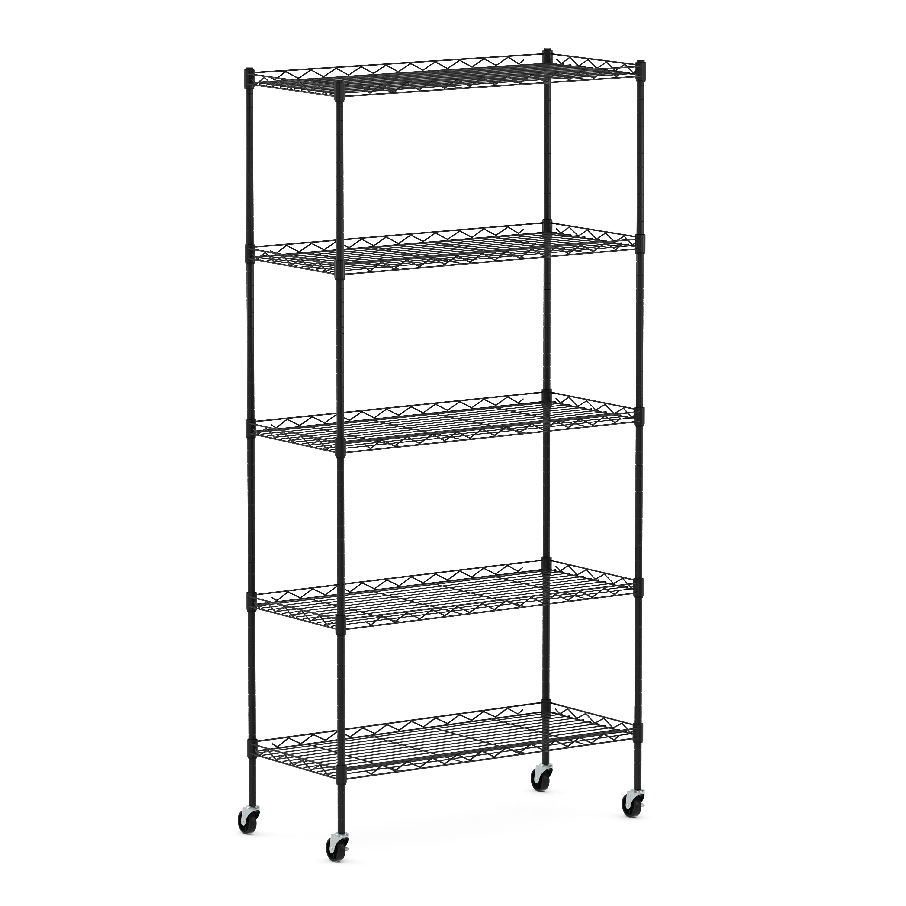 Regal Metall höhenverstellbar auf Rollen 76 x 35 x 154 cm schwarz