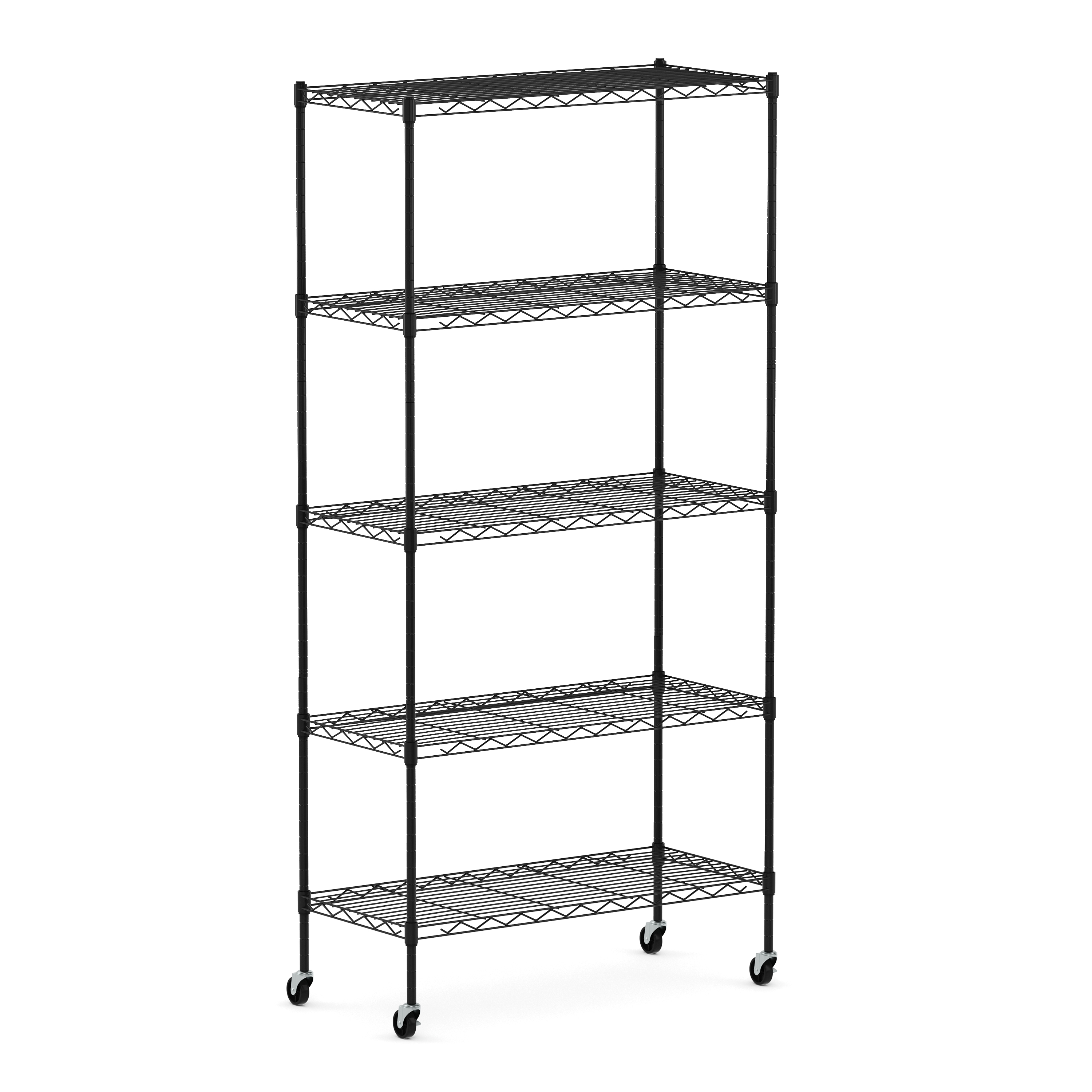 Regal Metall höhenverstellbar auf Rollen 76 x 35 x 154 cm schwarz