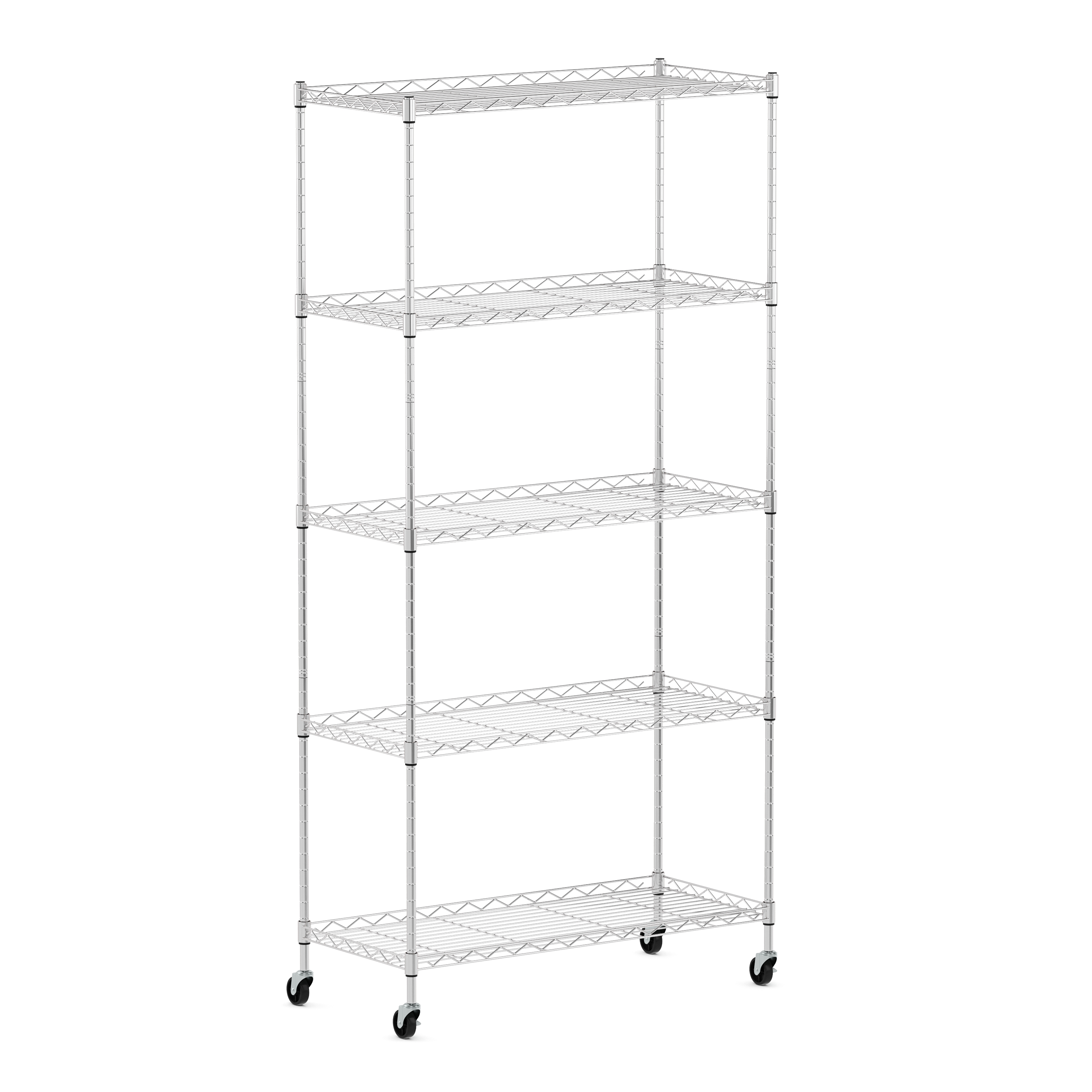 Regal Metall höhenverstellbar auf Rollen 76 x 35 x 154 cm silber