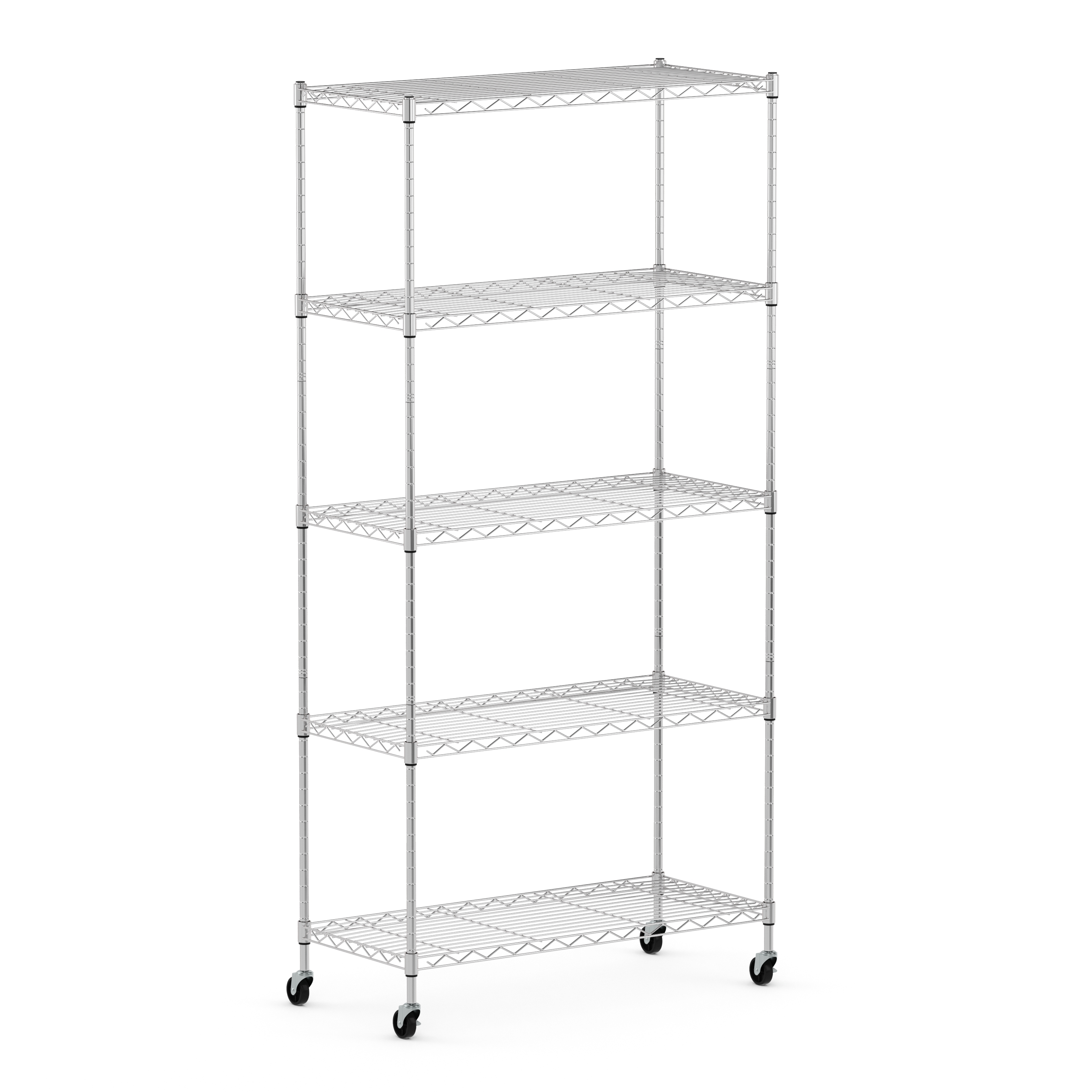 Regal Metall höhenverstellbar auf Rollen 76 x 35 x 154 cm silber