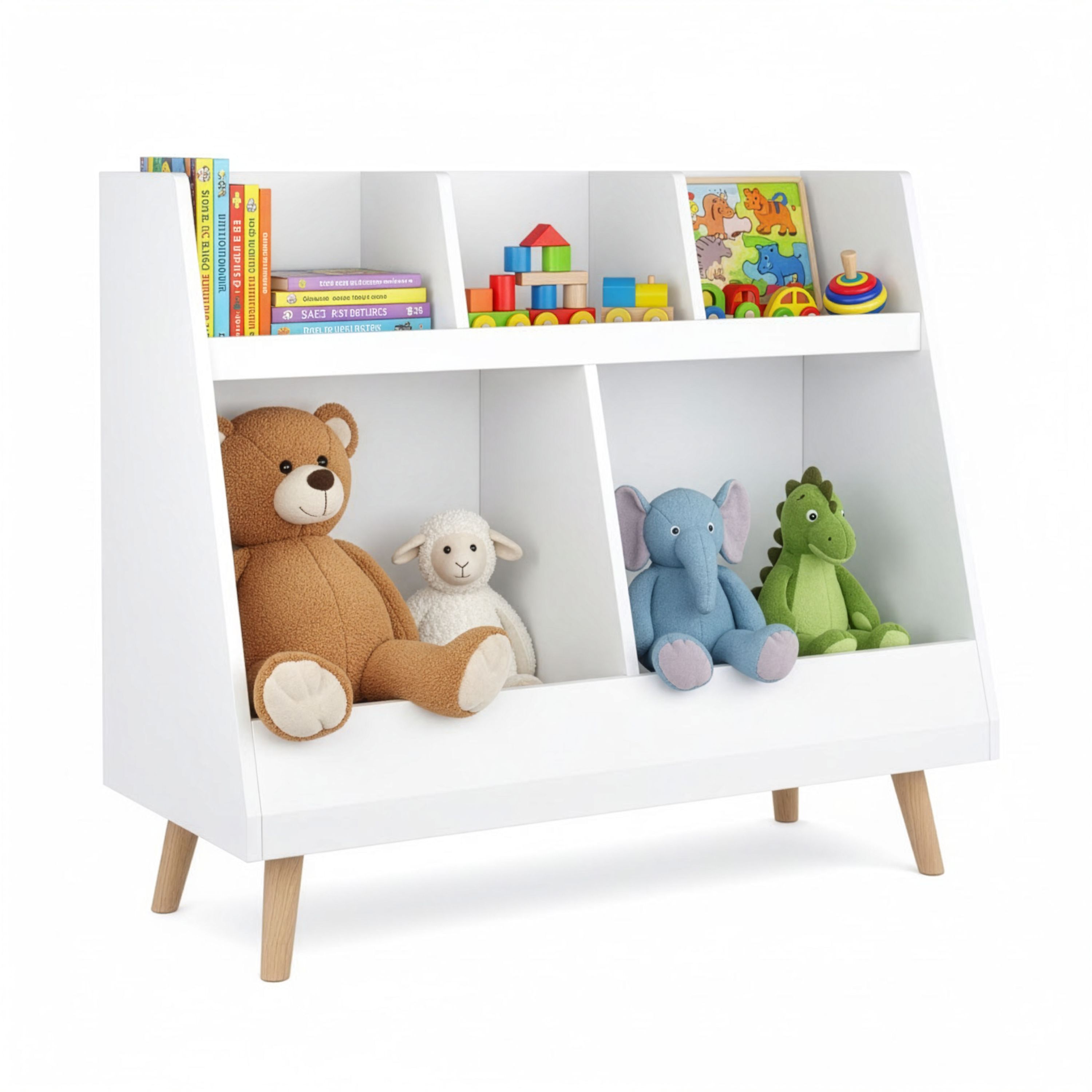 Spielzeugregal Kinderzimmer NORDIC 86 x 78 cm weiss/natur