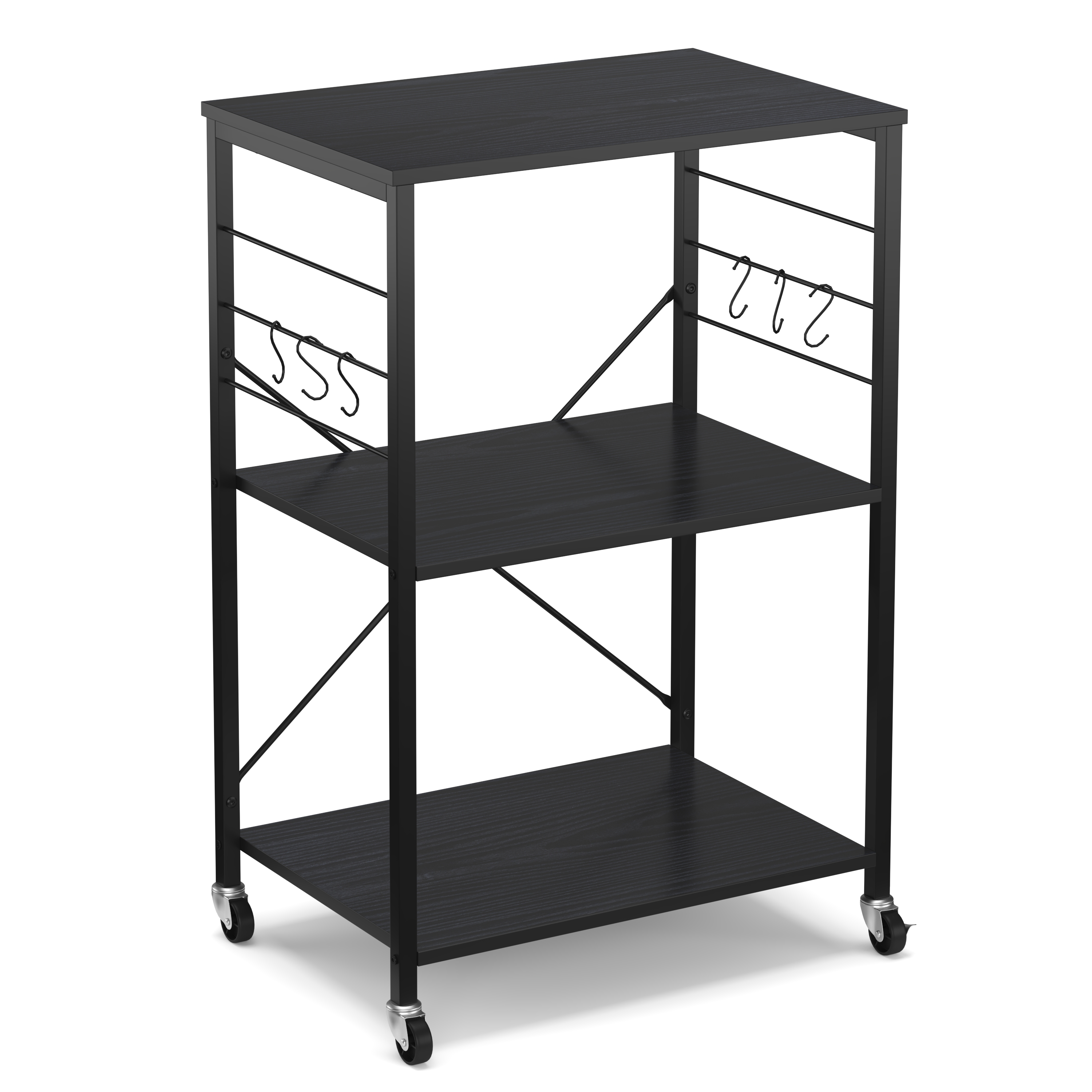 Servierwagen CARIN 3 Etagen 6 Haken schwarz