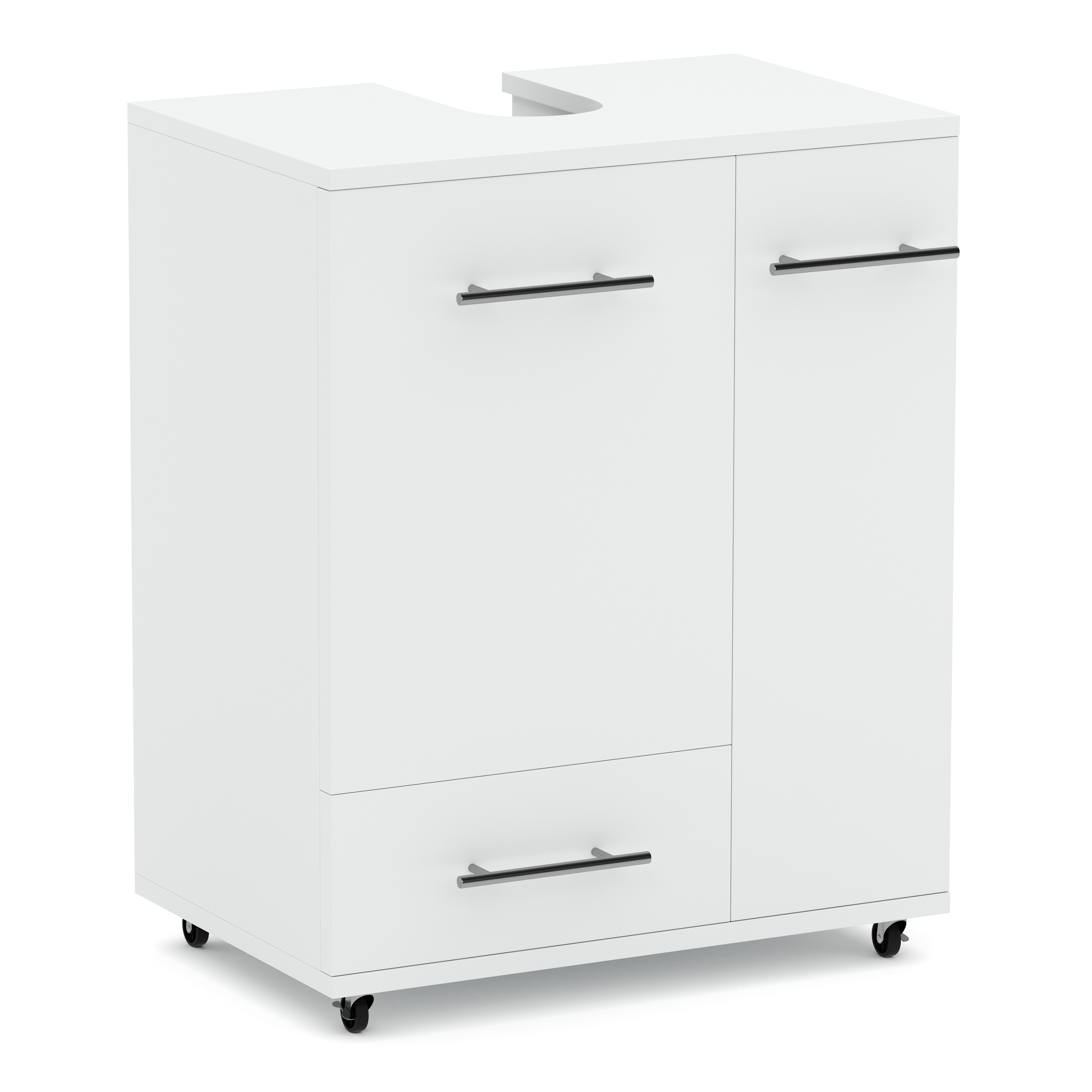 Waschbeckenunterschrank auf Rollen 50 x 33 x 59 cm weiss