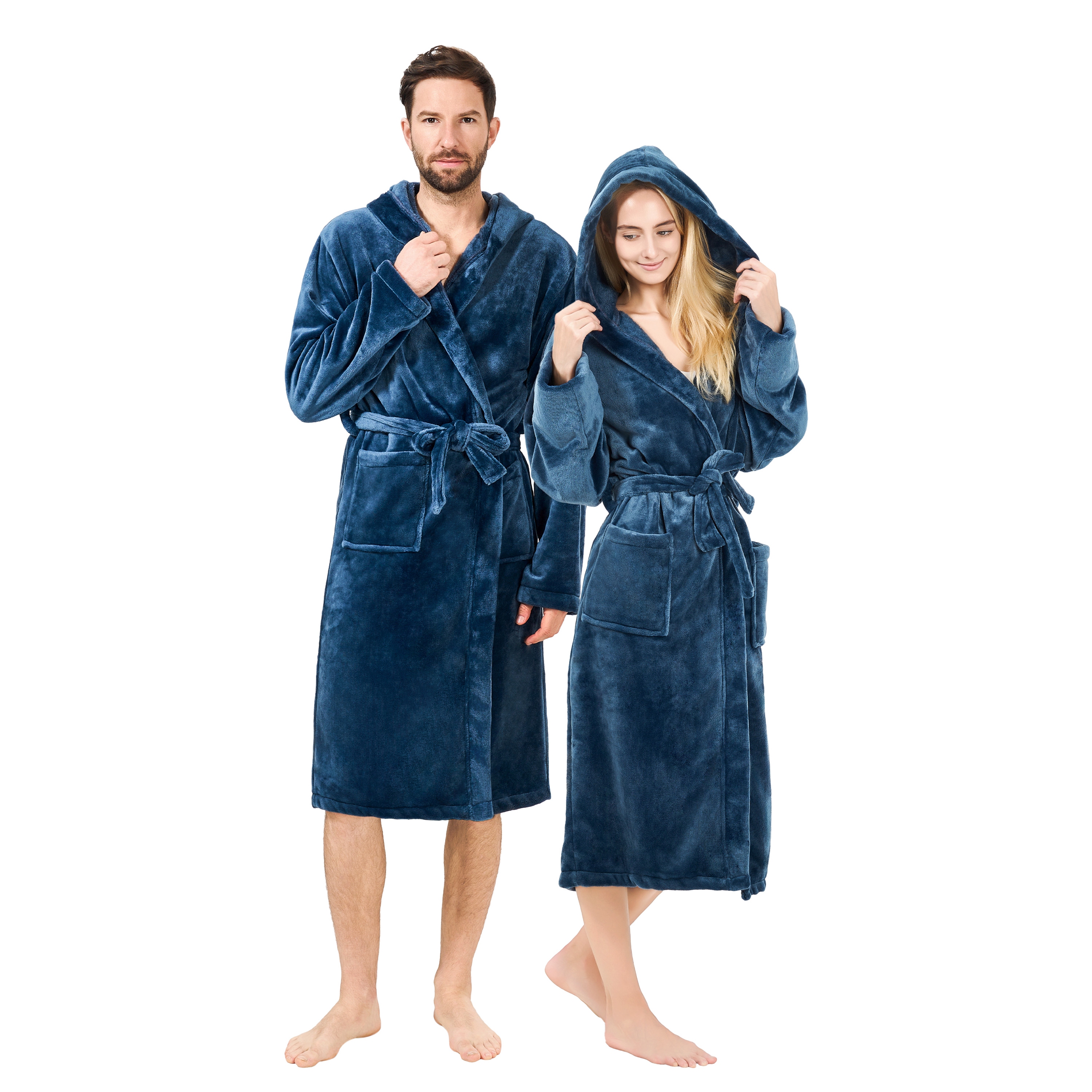 Bademantel mit Kapuze unisex Grösse M blau
