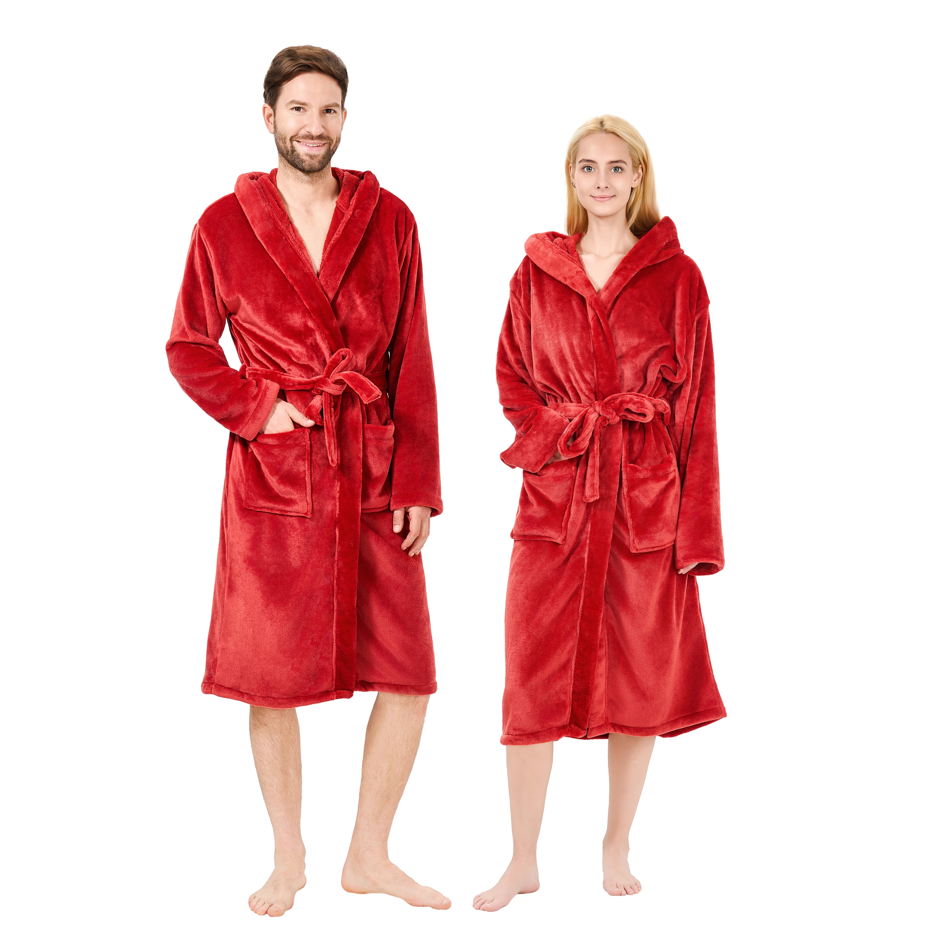 Bademantel mit Kapuze unisex Grösse S rot
