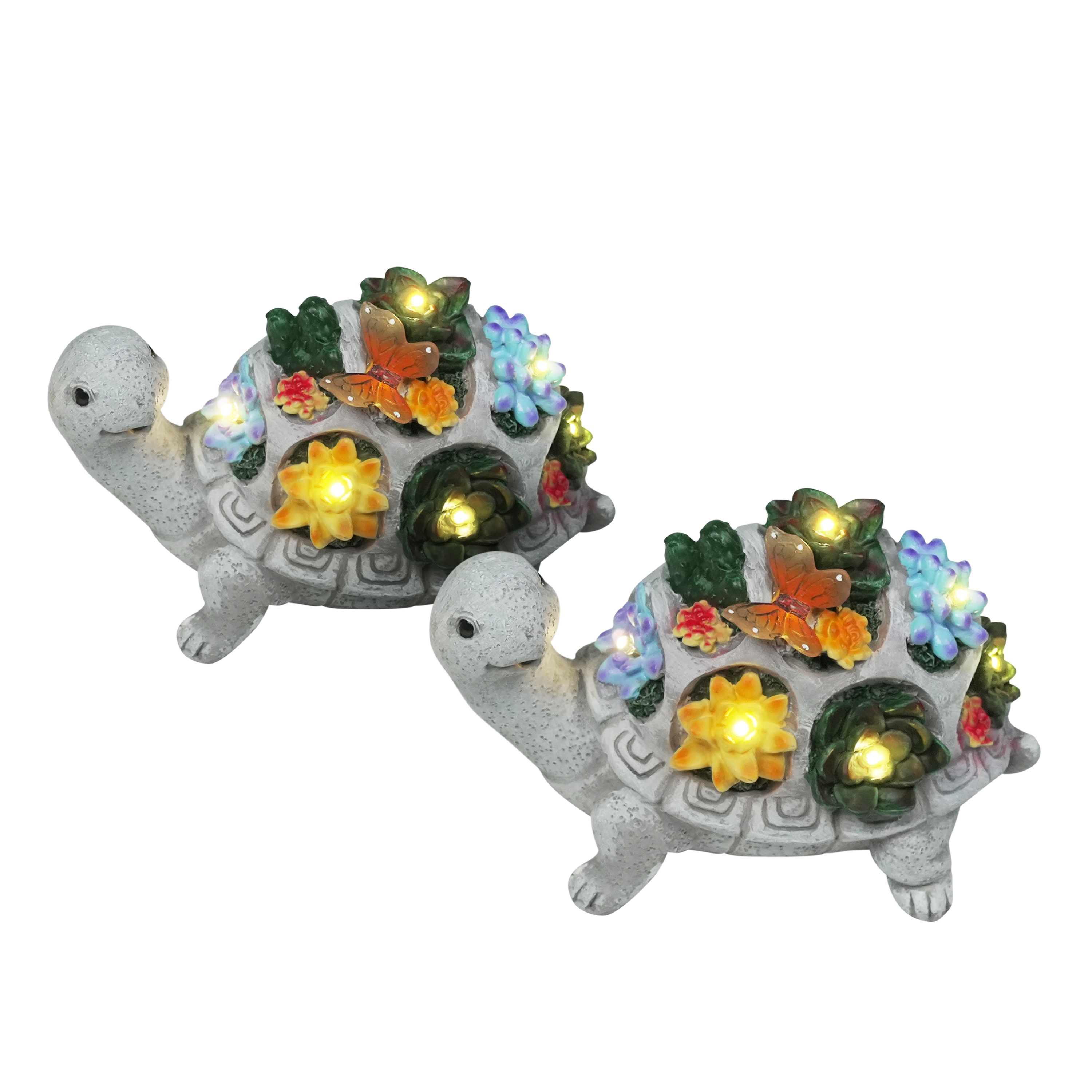 Gartenfigur Schildkröte mit Licht 2er Set