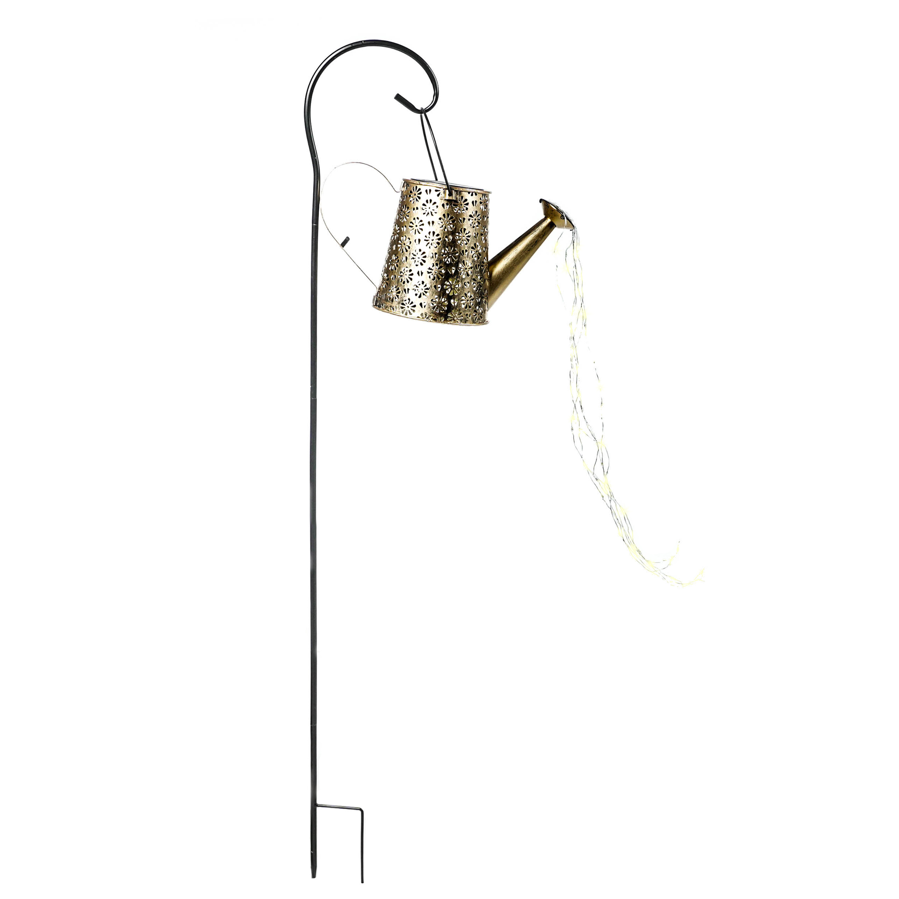 LED Solarlaterne Giesskanne Metall gold