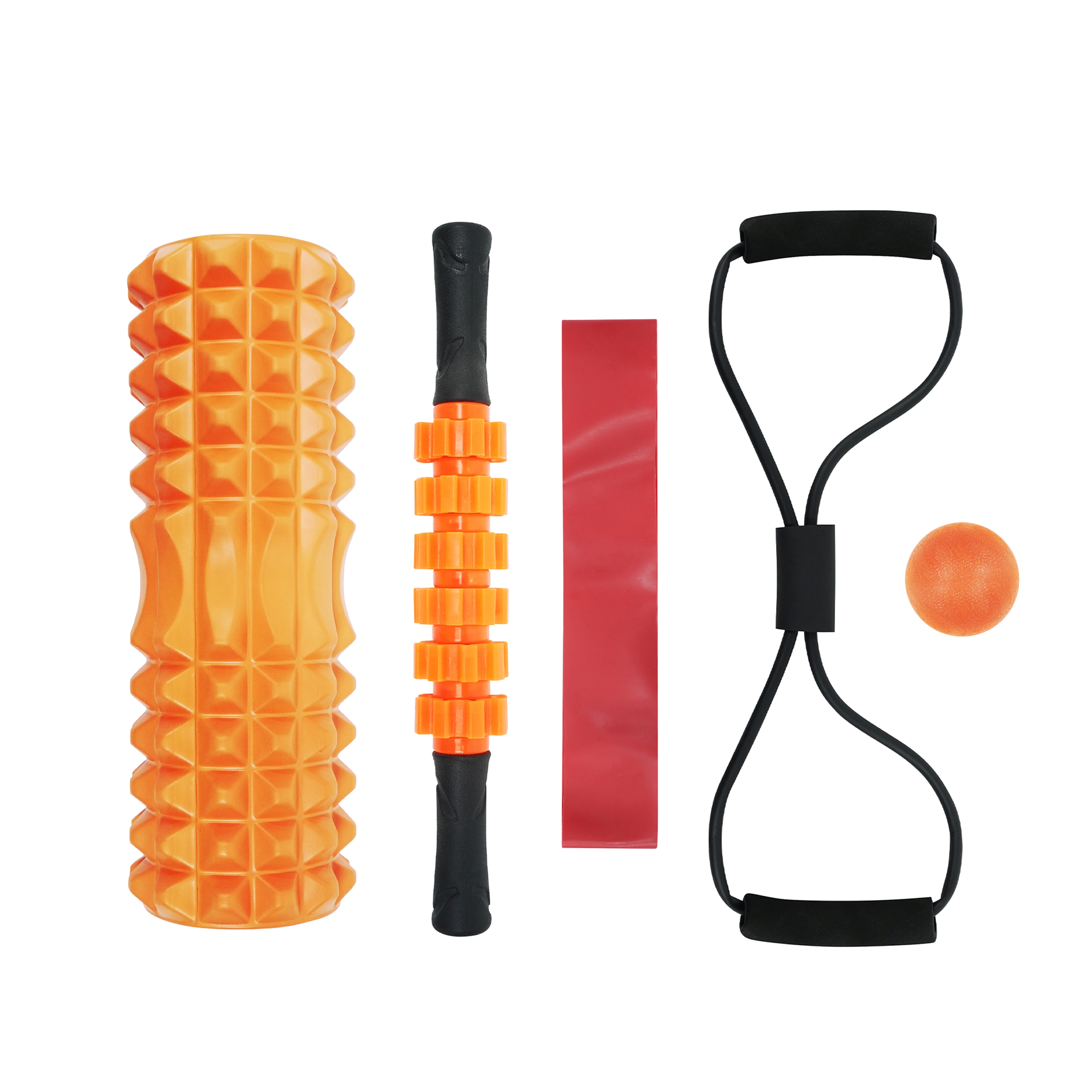 Faszienrolle Set 6-teilig orange/rot