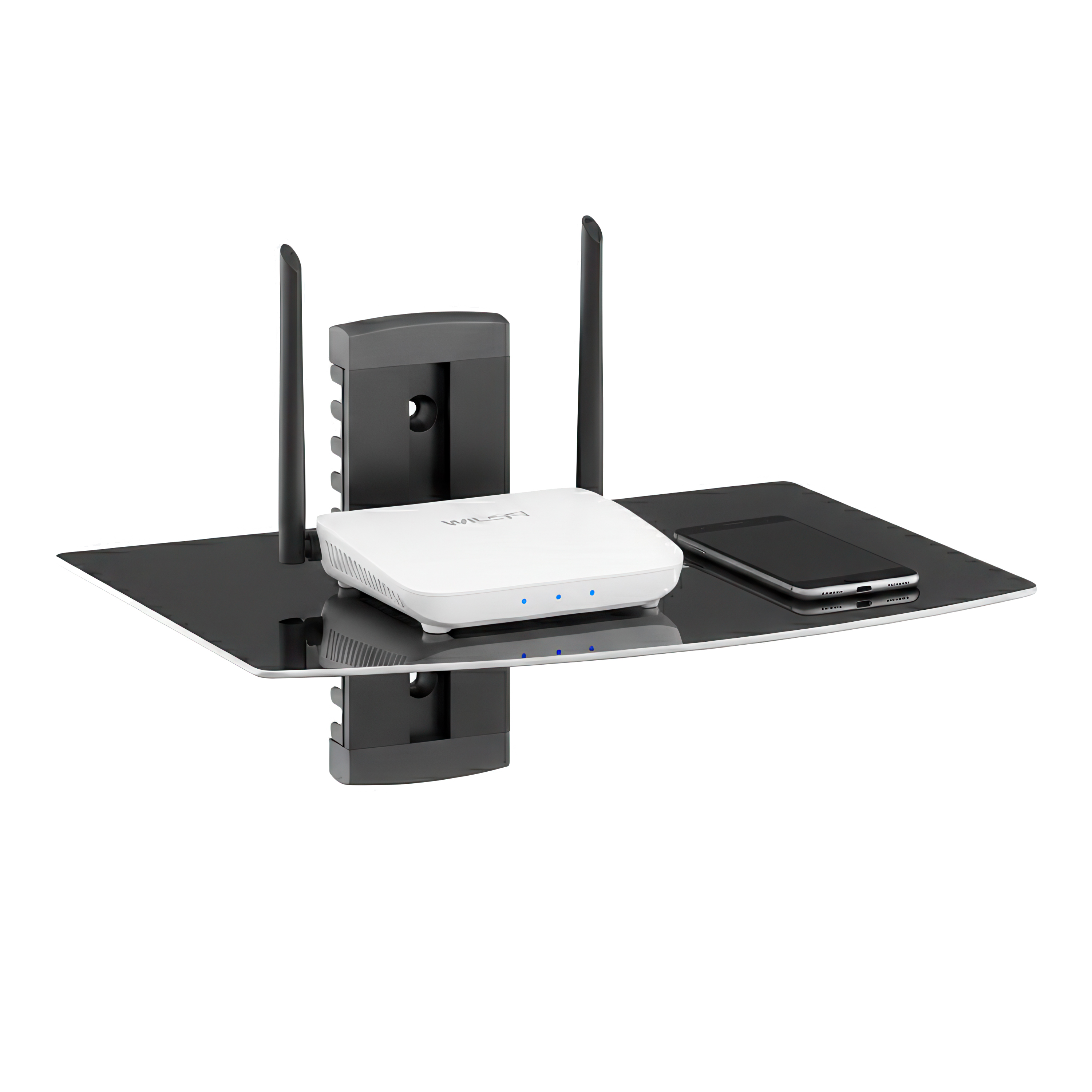 Wandregal für Multimedia Glas 38 x 28 x 22 cm schwarz