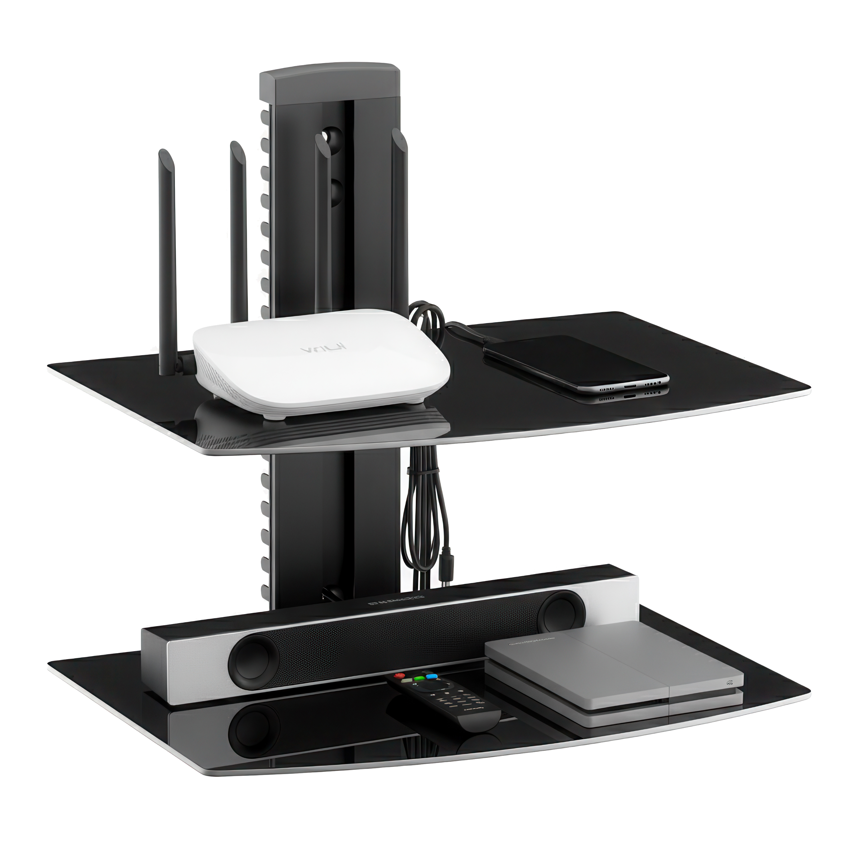 Wandregal für Multimedia Glas 38 x 28 x 40 cm schwarz