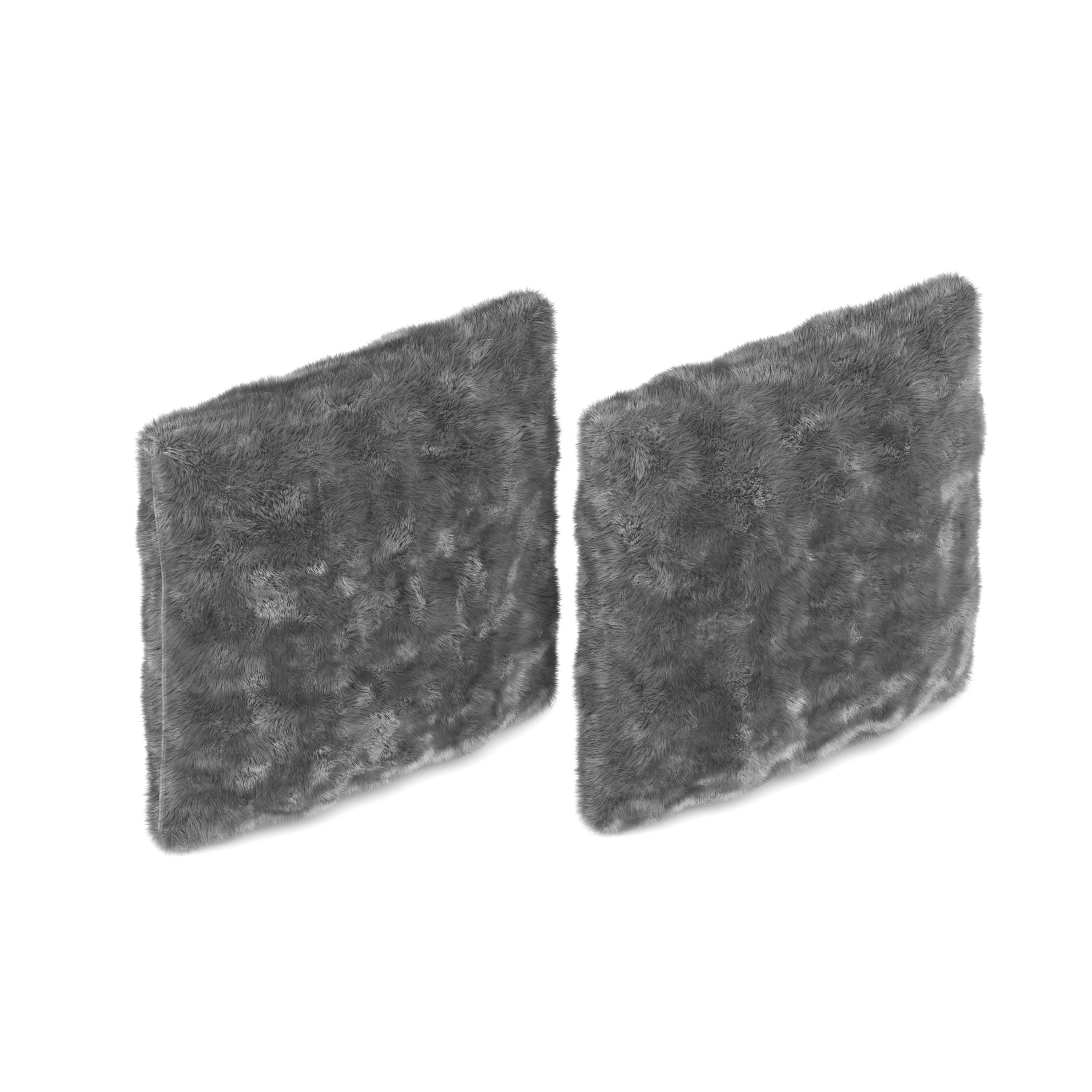 Kissenbezug Kunstfell 45 x 45 cm 2er Set anthrazit