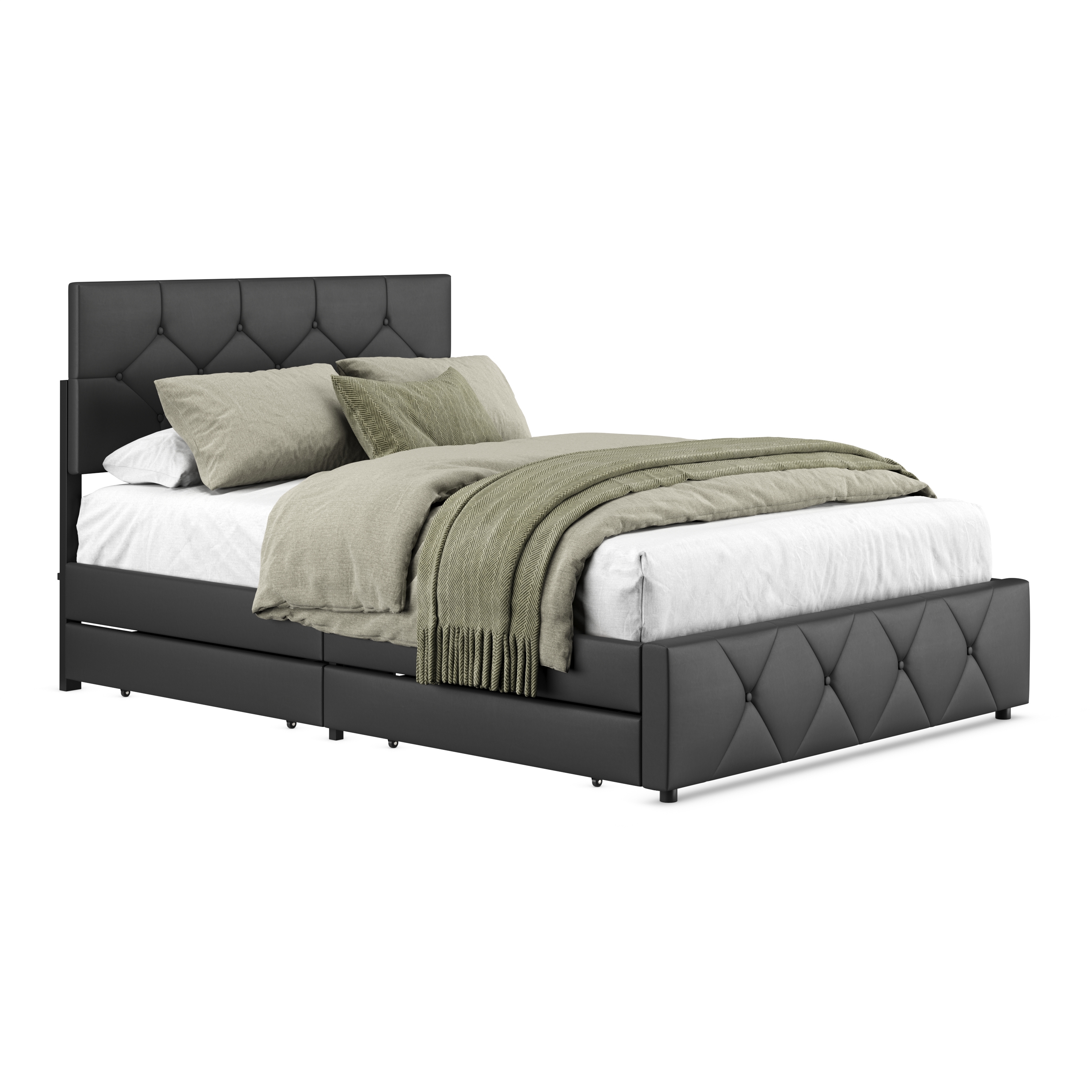 Image of Lederbett RESTORA mit 4 Schubladen 140 x 200 cm schwarz