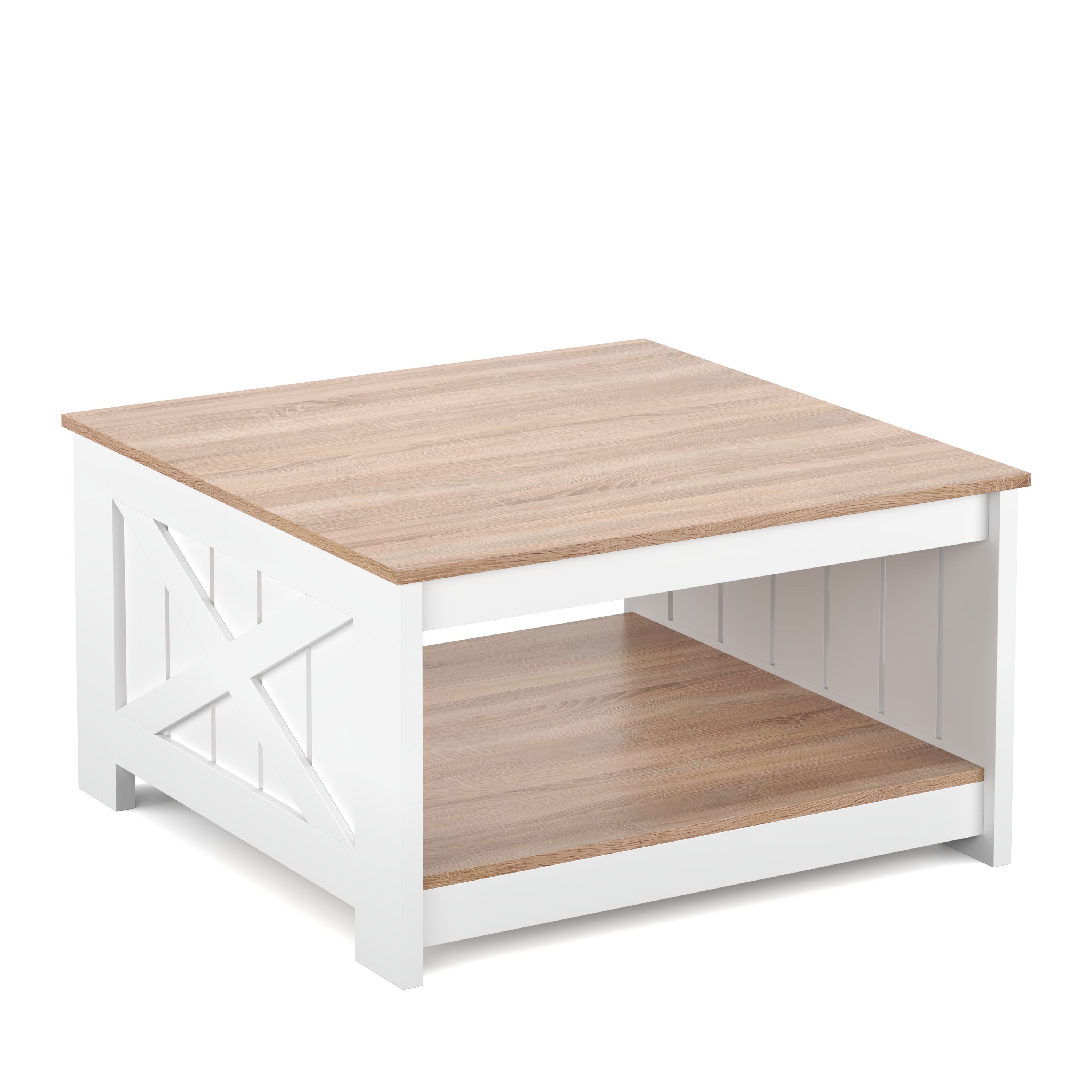 Beistelltisch BRAVON 80 x 80 x 45 cm weiss/braun