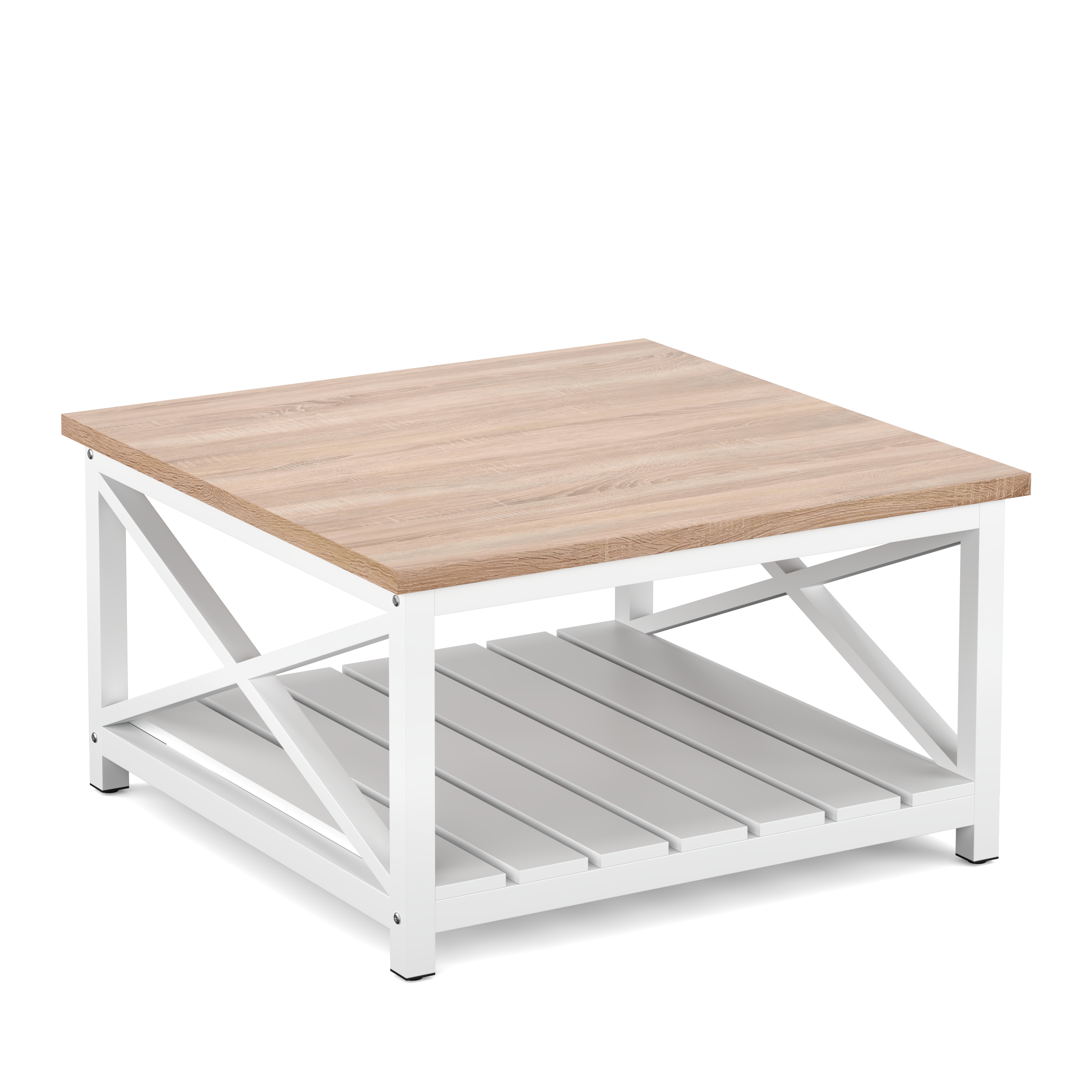 Beistelltisch BRAVON 79 x 79 x 45 cm weiss/braun