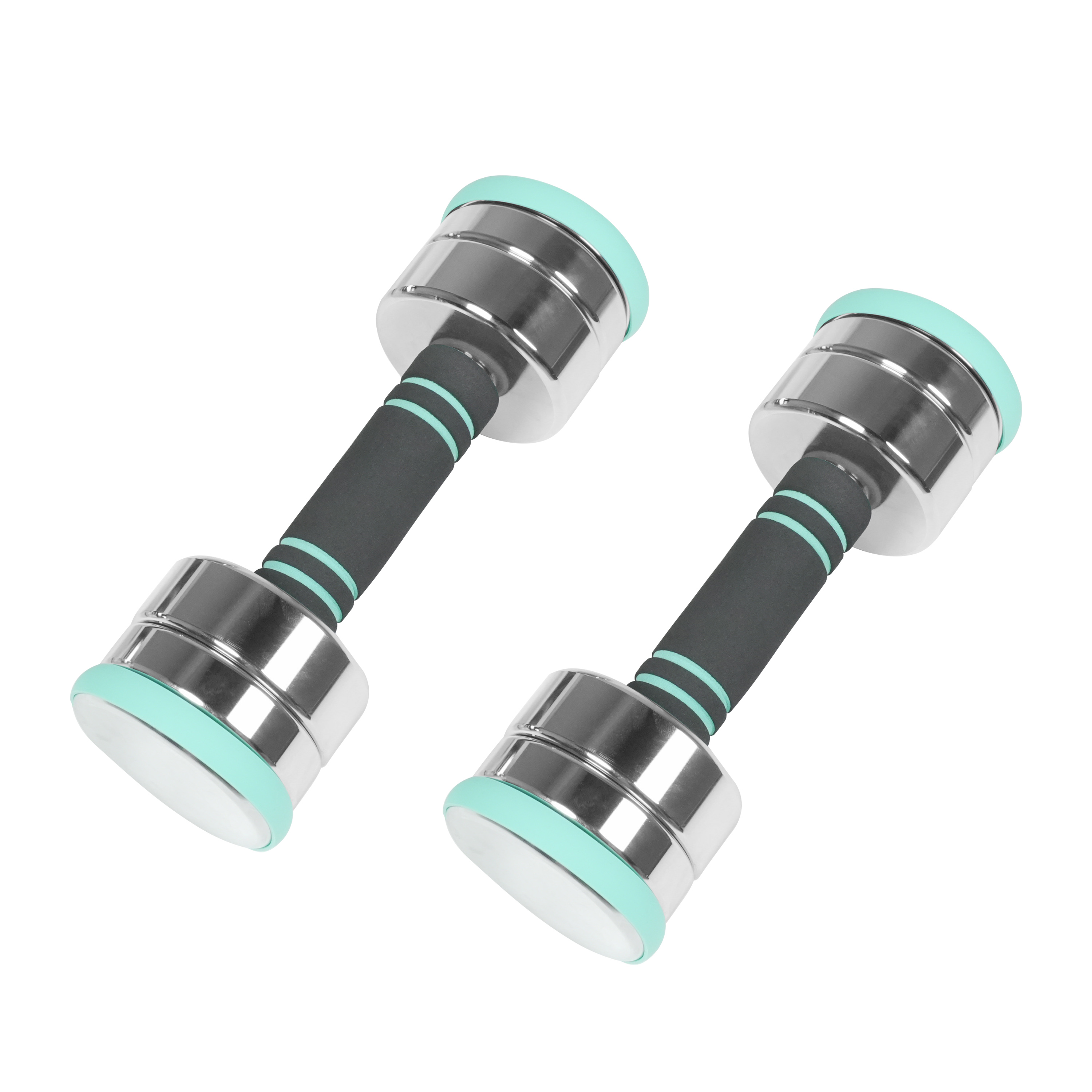 Kurzhantel verstellbar 2 x 2.5 - 5 kg silber/türkis