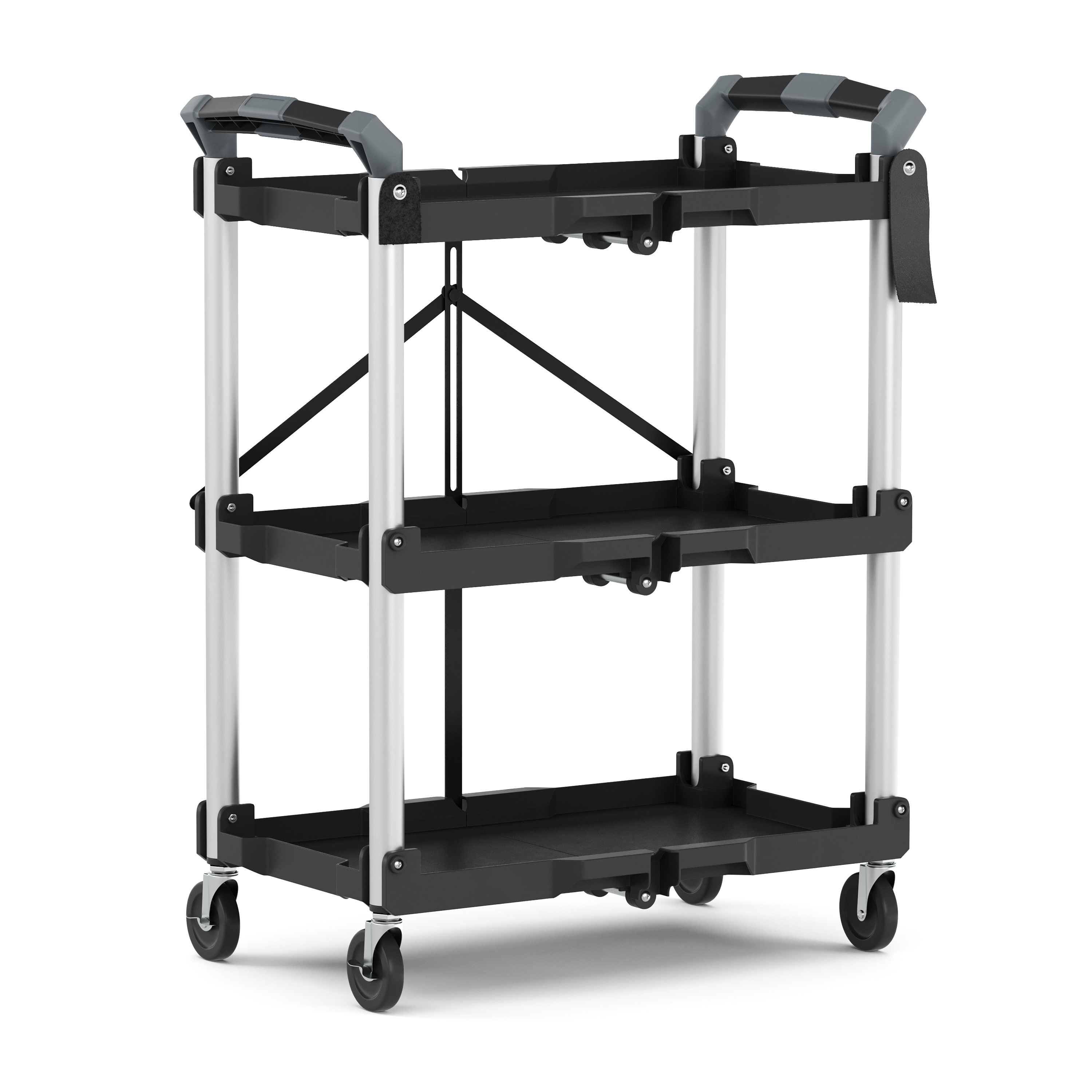 Servierwagen klappbar mit 3 Ablagen schwarz