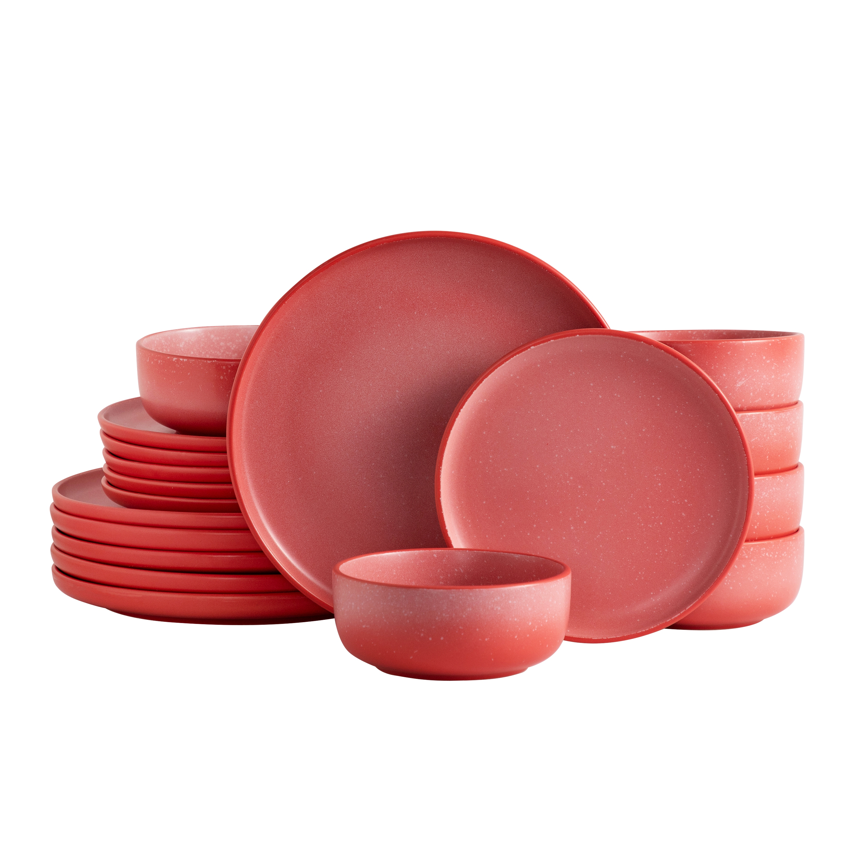 Image of Geschirr-Set Steingut 18-teilig koralle