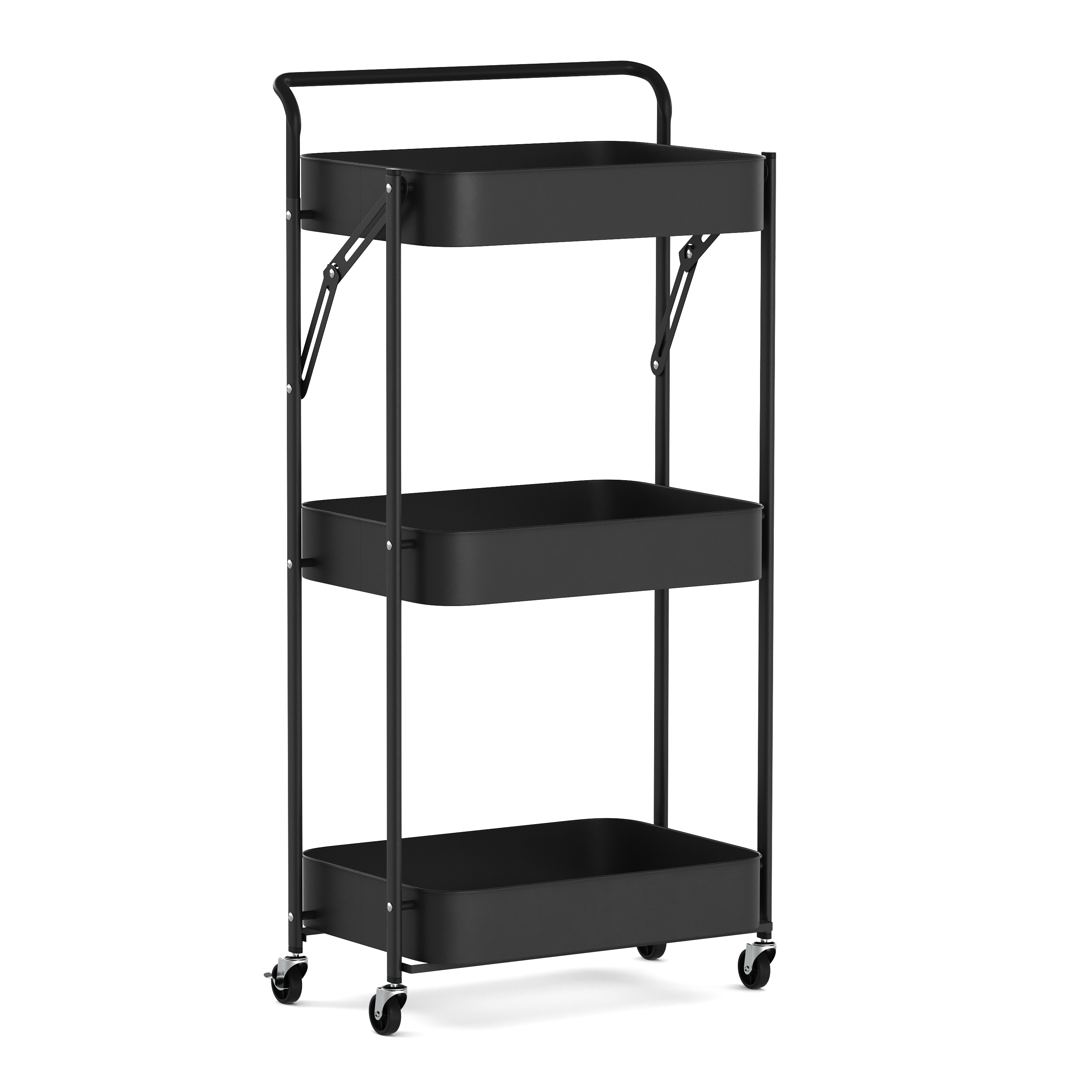 Rollwagen klappbar mit 3 Ablagen schwarz