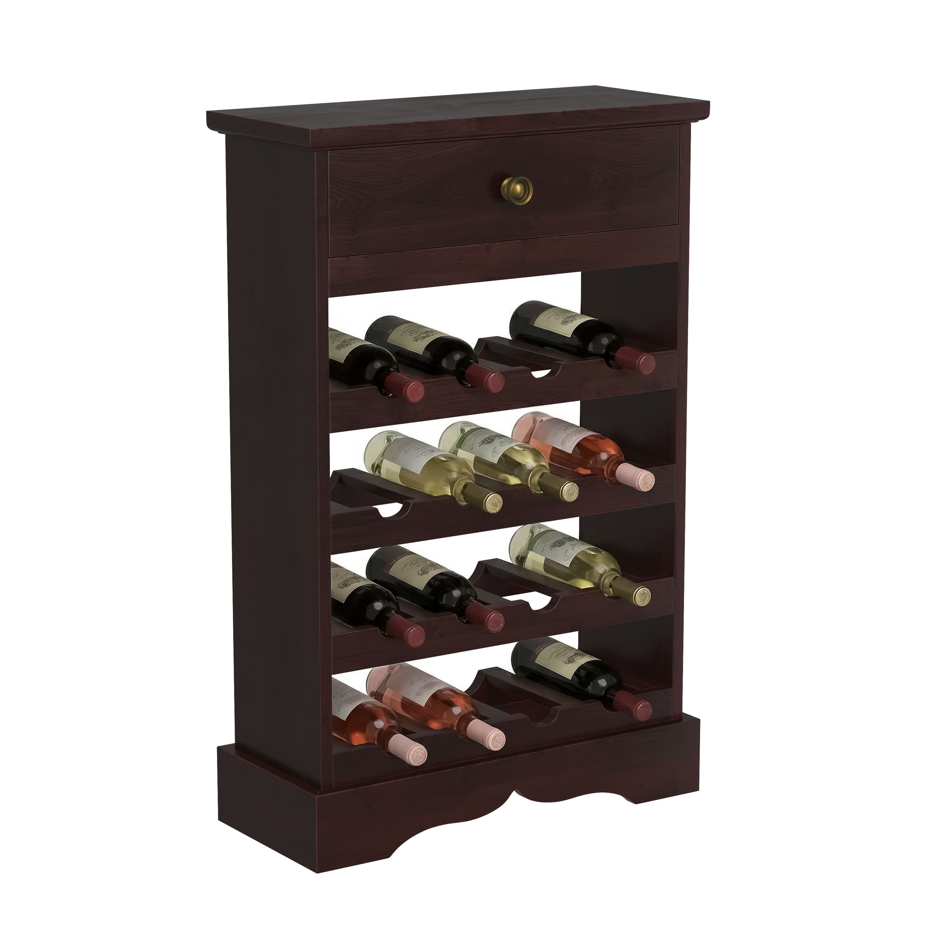 Weinregal Holz für 16 Flaschen braun