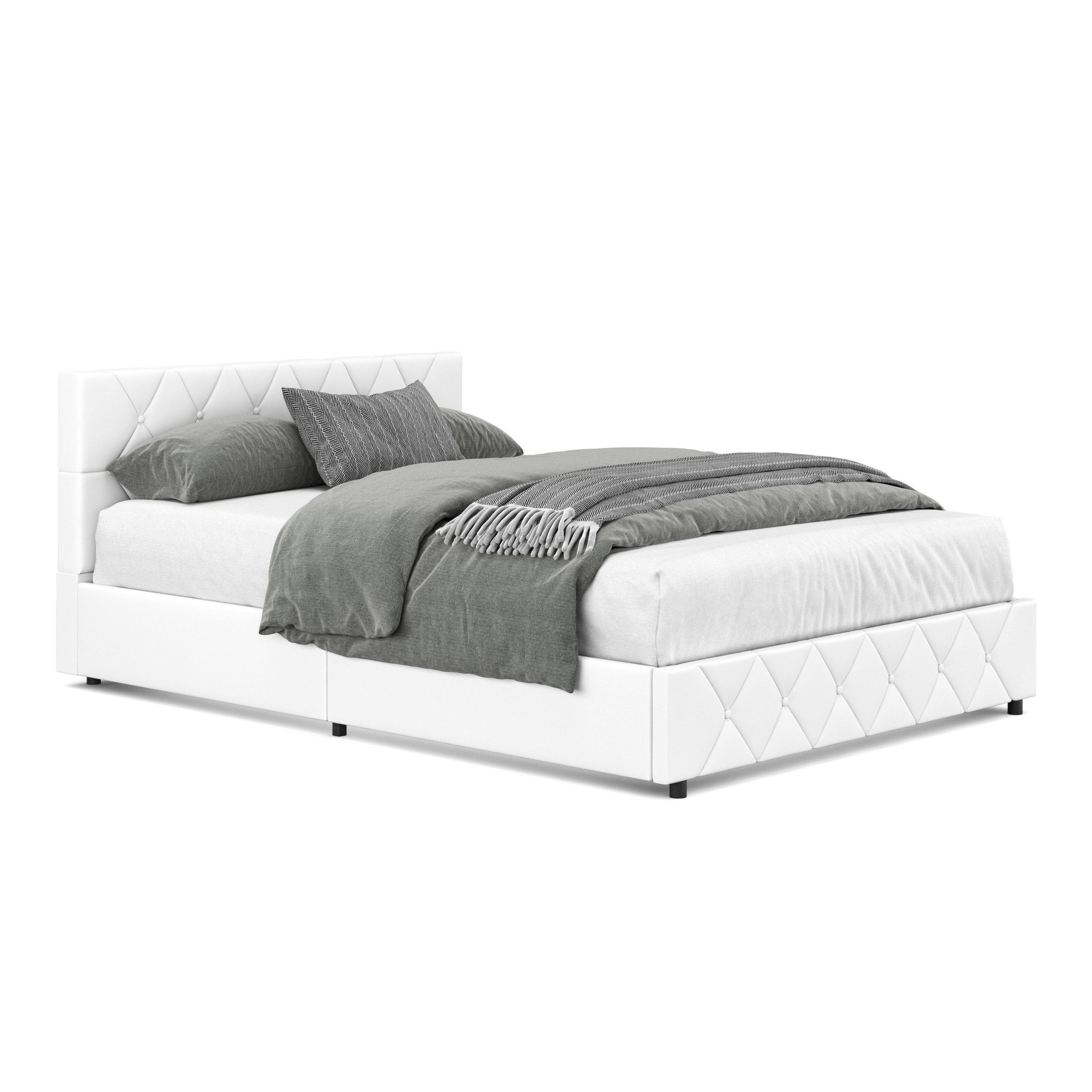 Lederbett HILTON 140 x 200 cm weiss