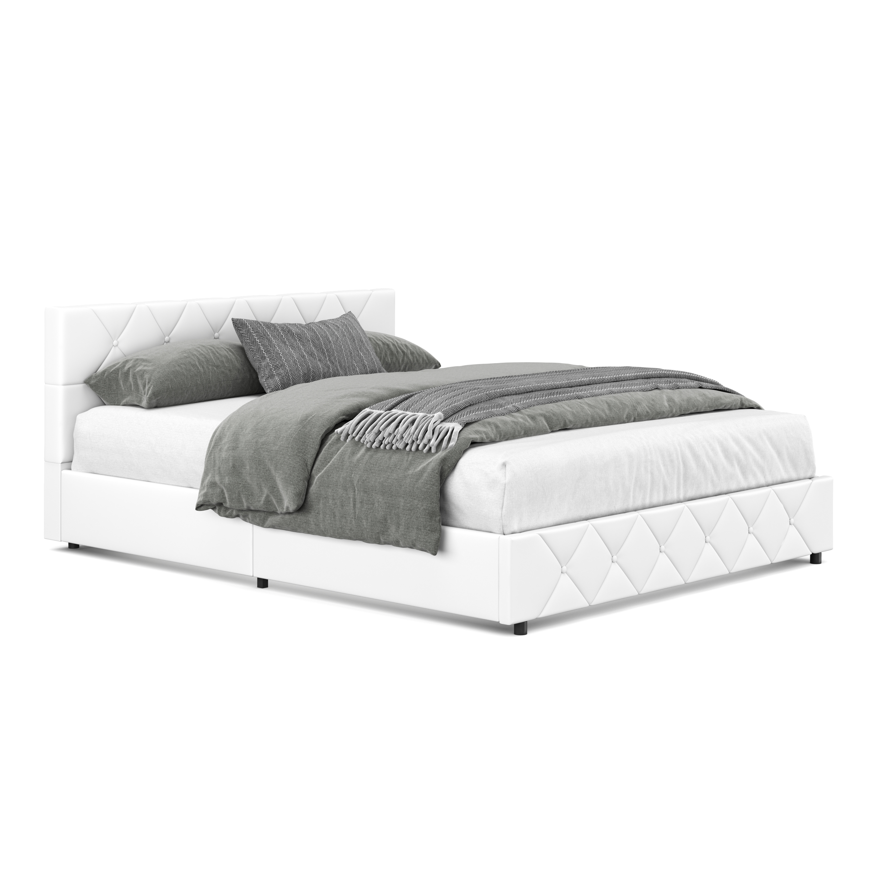 Lederbett HILTON 160 x 200 cm weiss