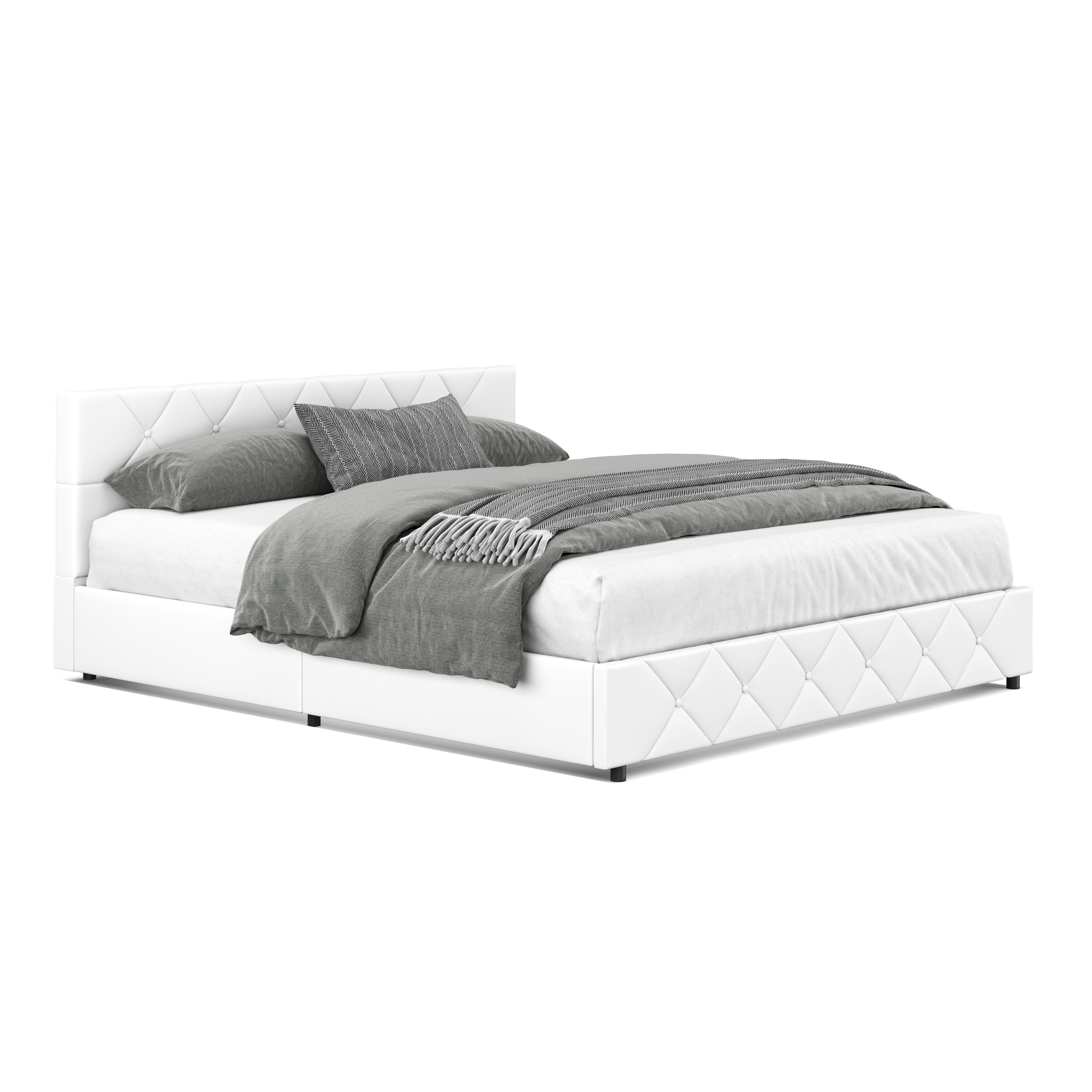 Lederbett HILTON 180 x 200 cm weiss