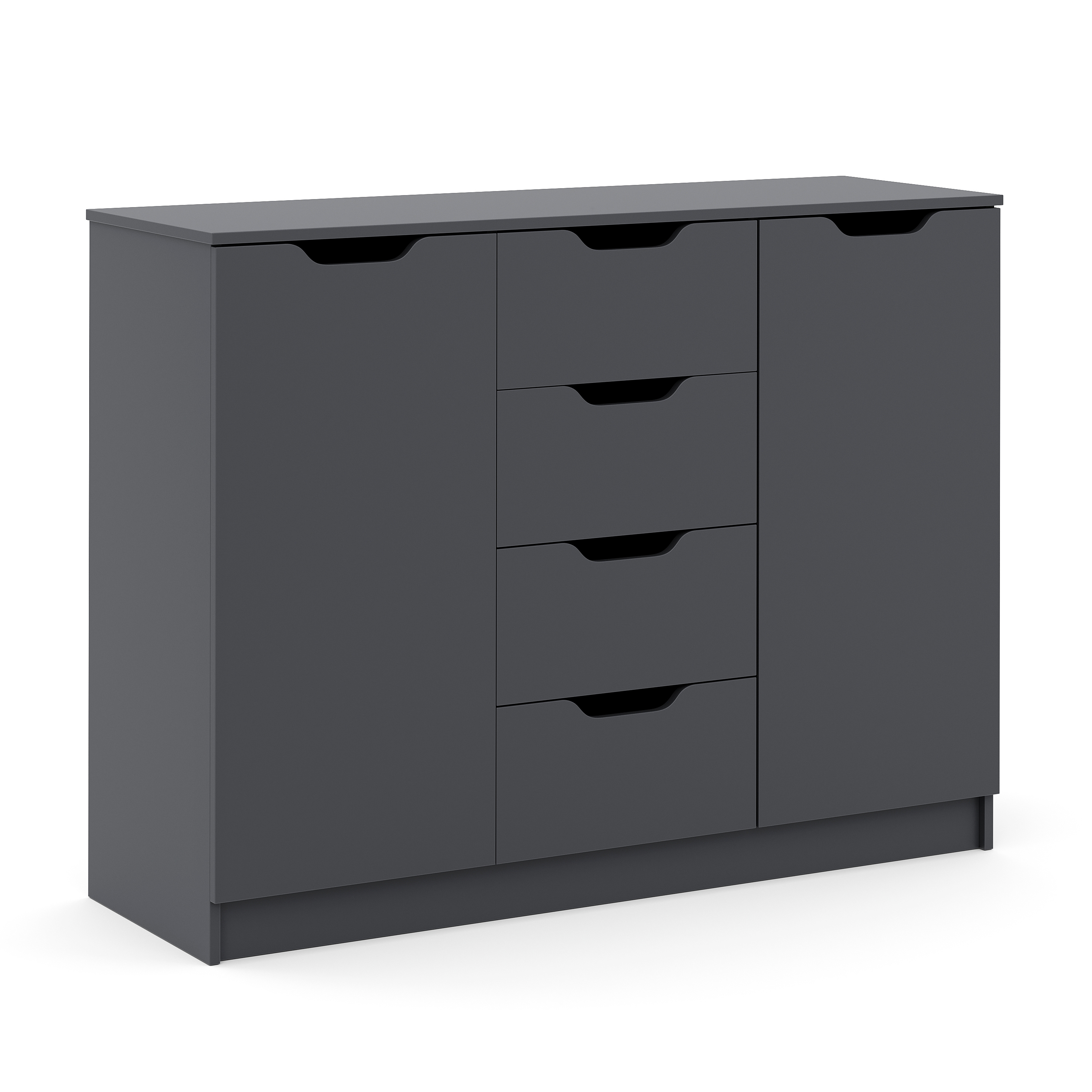 Image of Kommode SENA 4 Schubladen 2 Türen 122 x 92 cm anthrazit