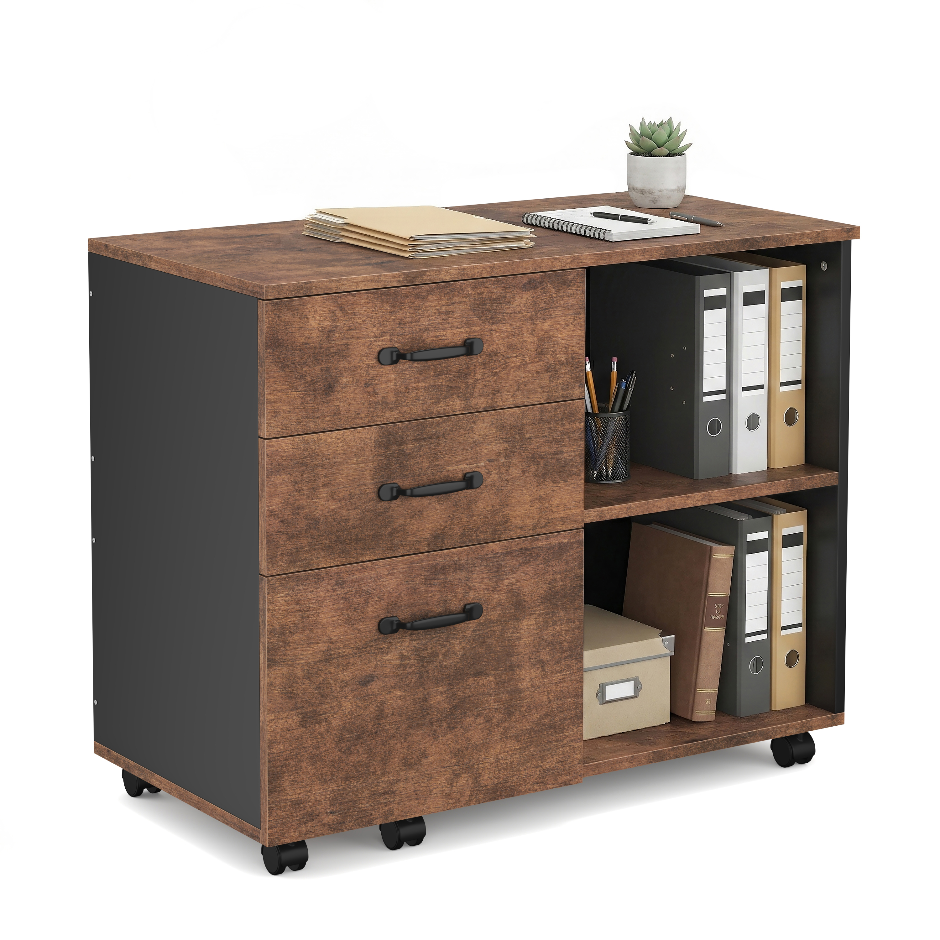 Korpus Aktenschrank Vintage BONITA mit 3 Schubladen und 2 Fächern