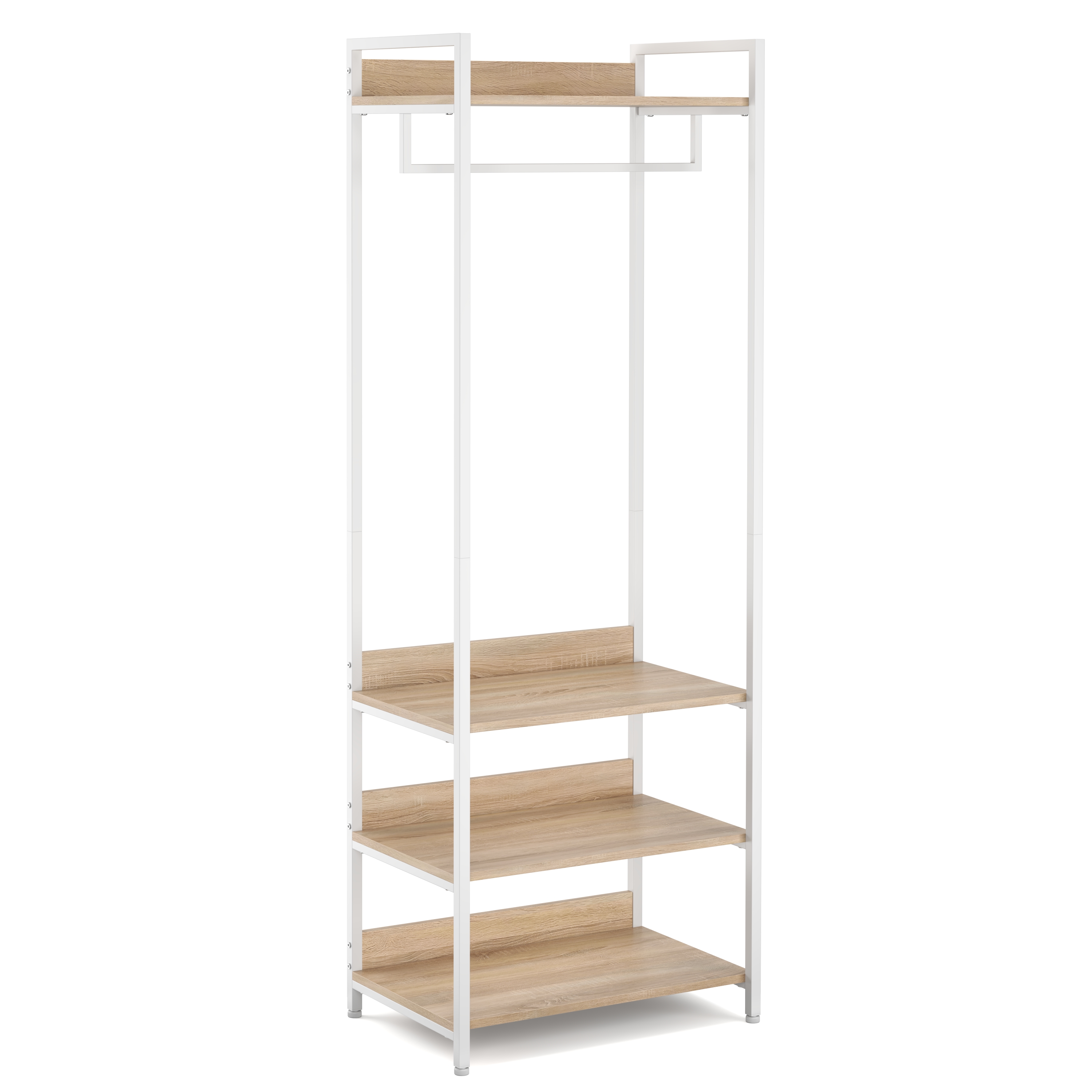 Garderobe Schuhregal 60 x 170 cm weiss/hellbraun