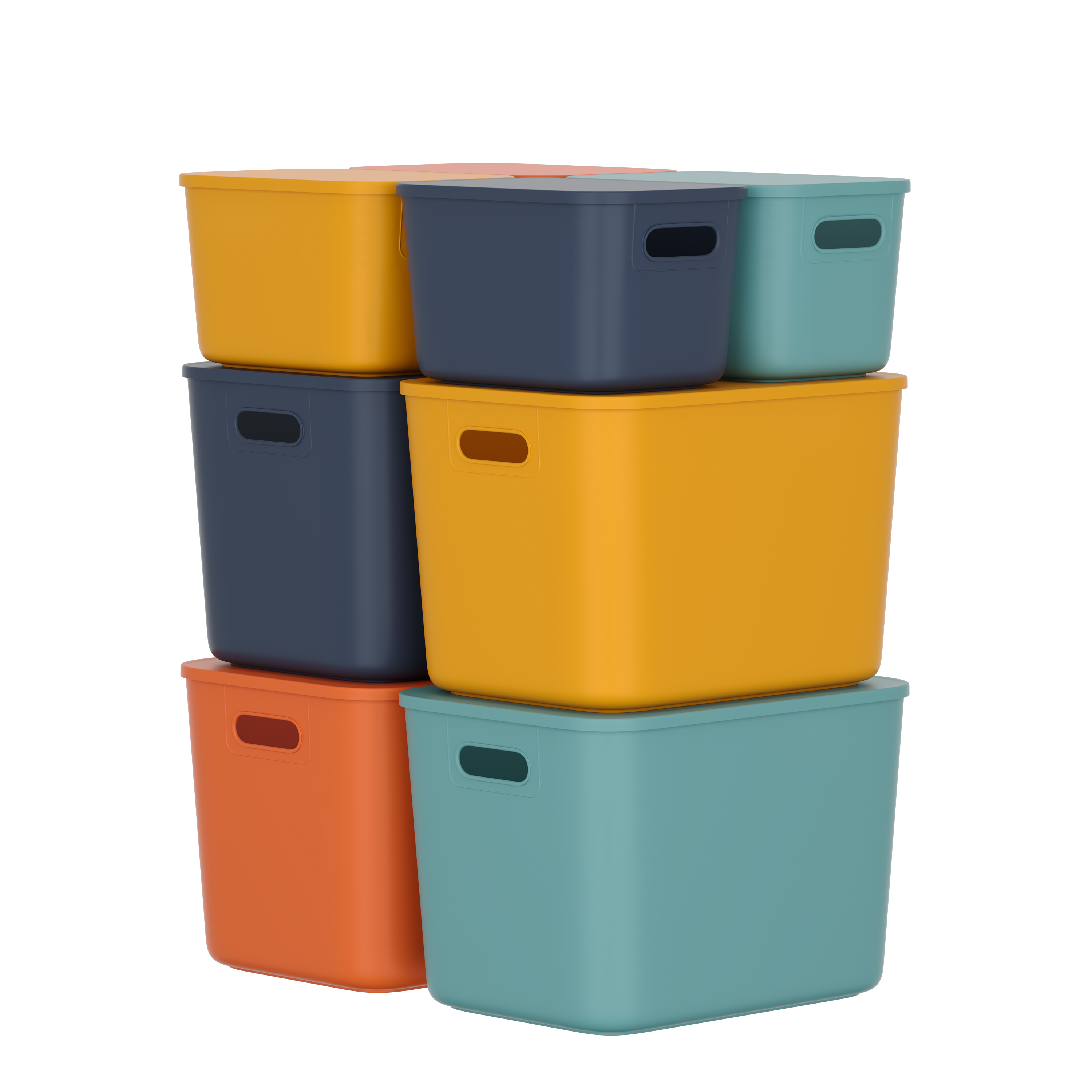 Aufbewahrungsbox mit Deckel Set 8-teilig bunt