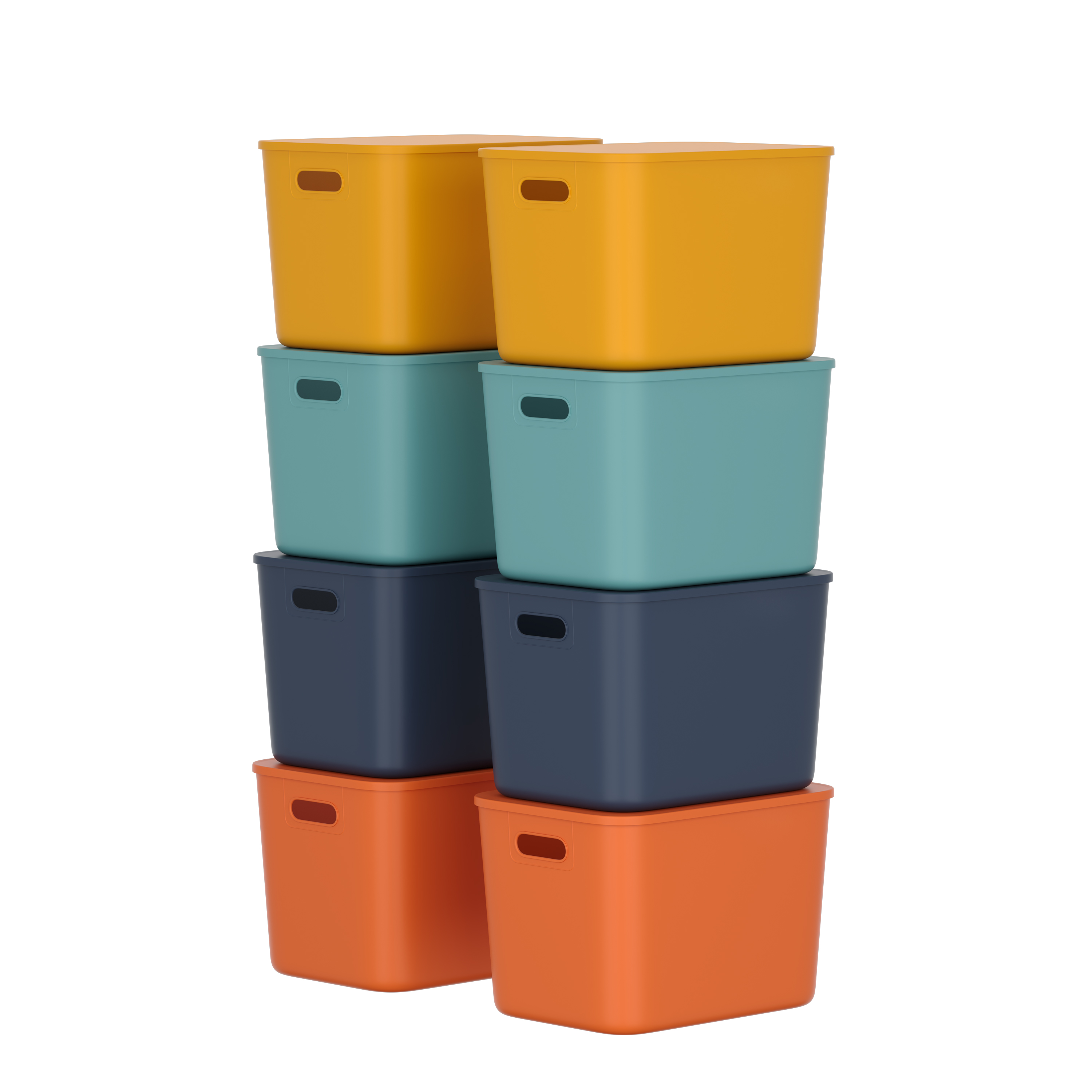 Aufbewahrungsbox mit Deckel Set 26 x 18 x 16 cm 8-teilig bunt