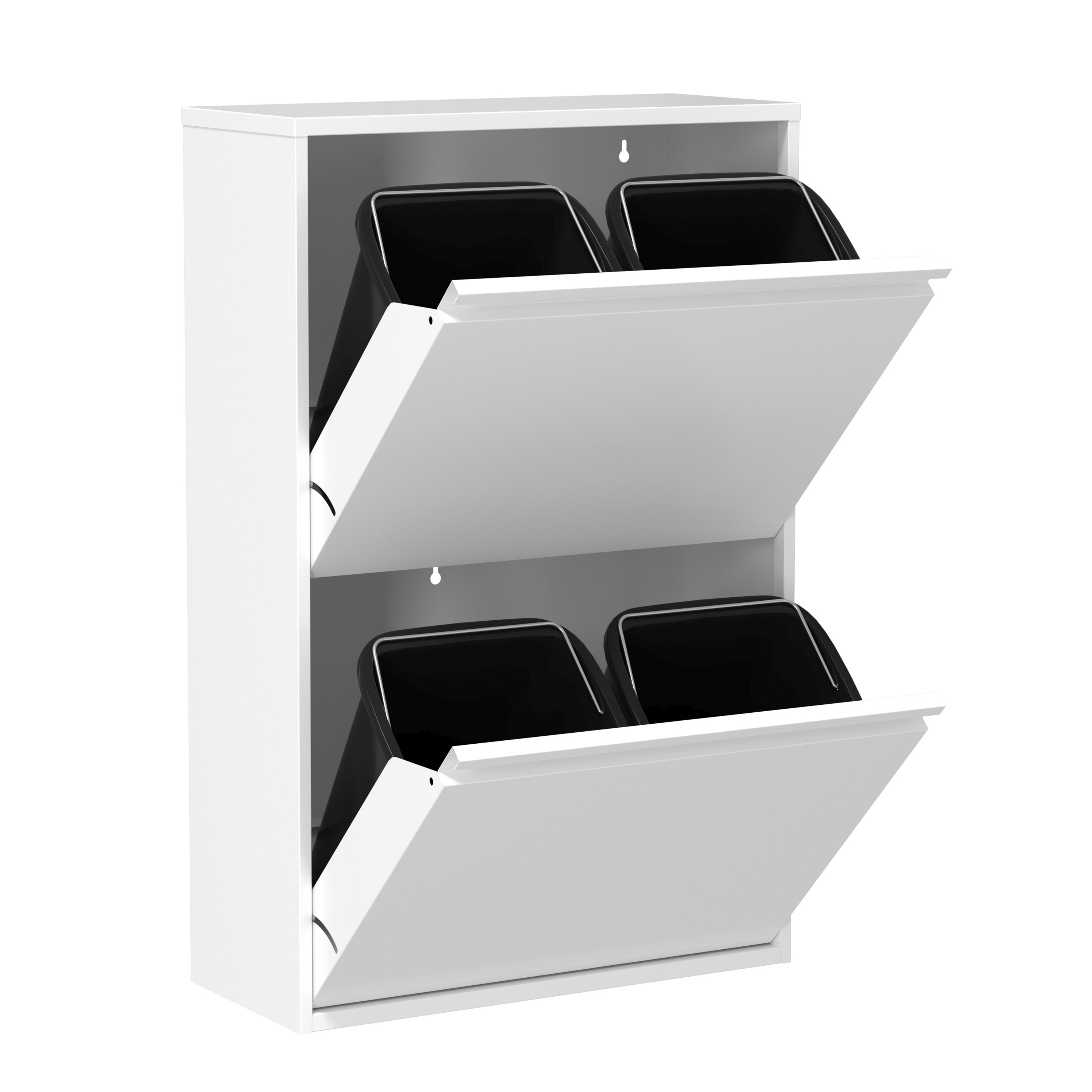 Abfalleimer Metall 4 Fächer 68L weiss