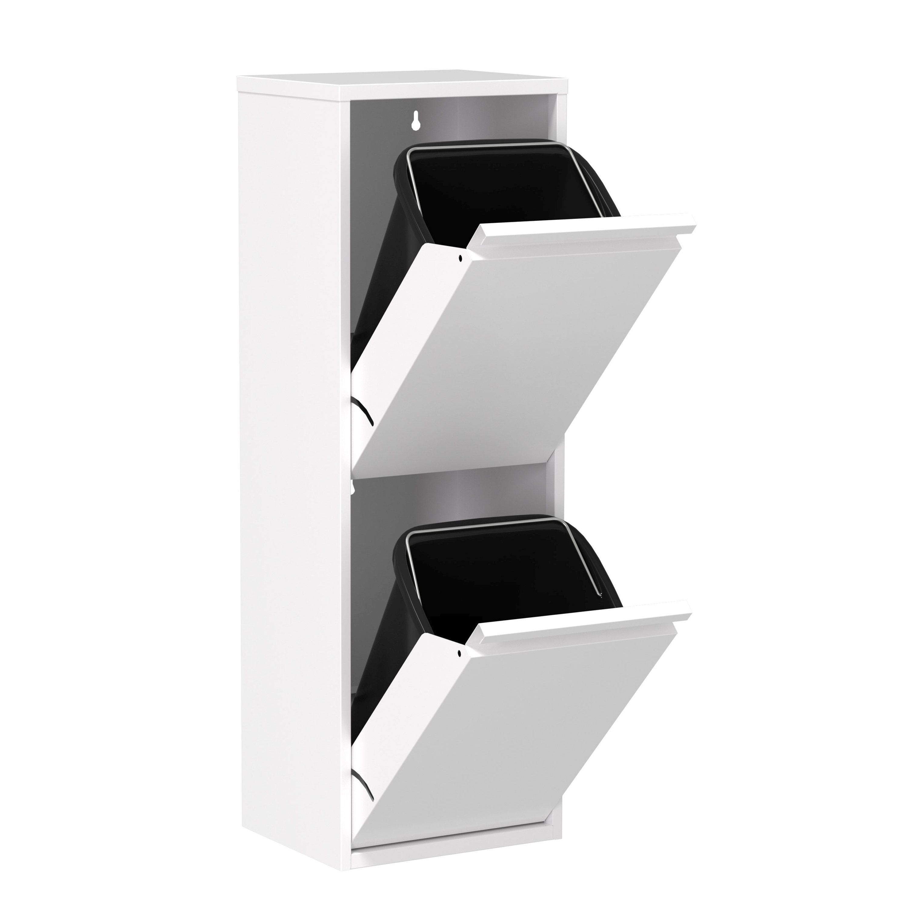 Abfalleimer Metall 2 Fächer 34L weiss