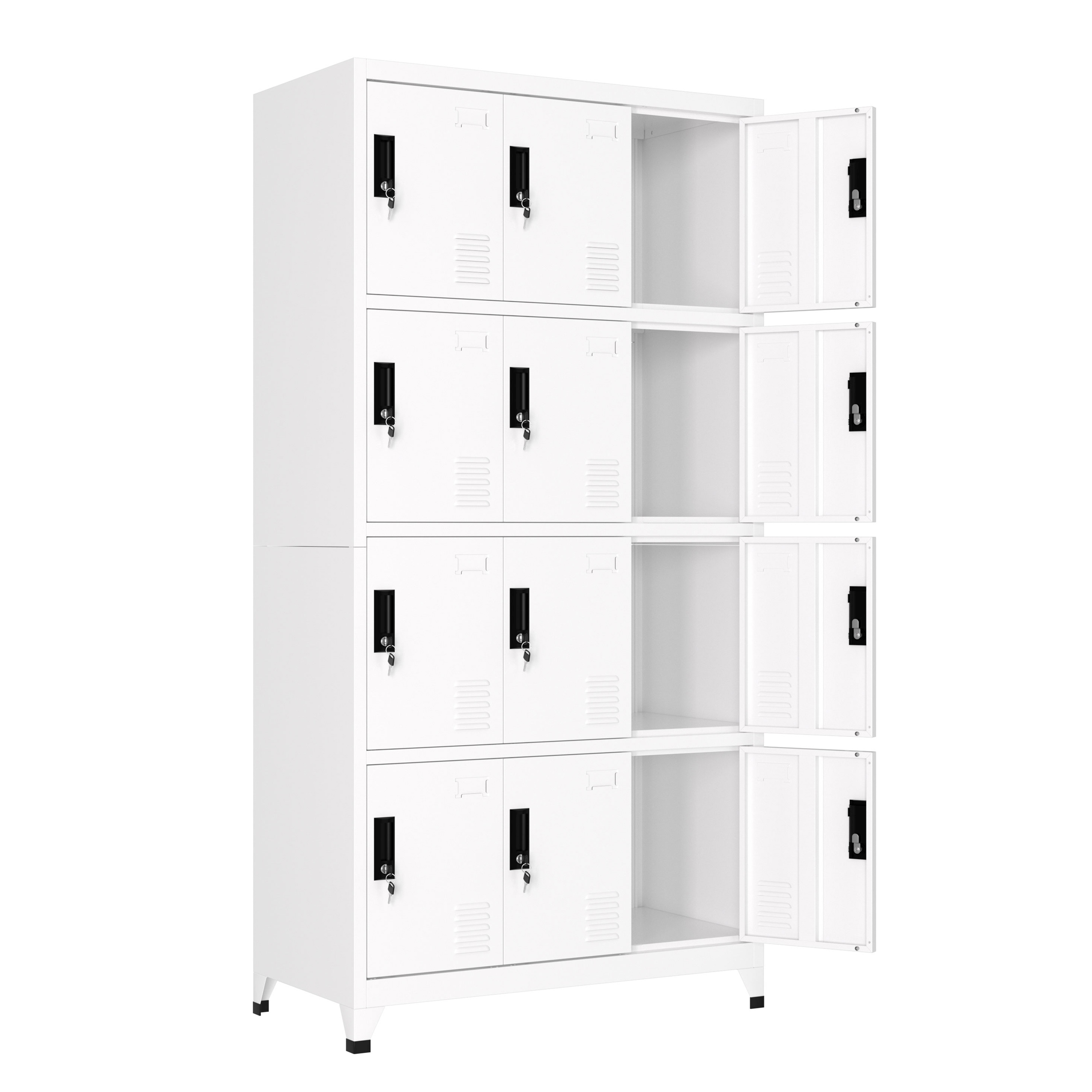 Image of Garderobe Spind FORTI Metall 12 Fächer 90 x 180 cm weiss