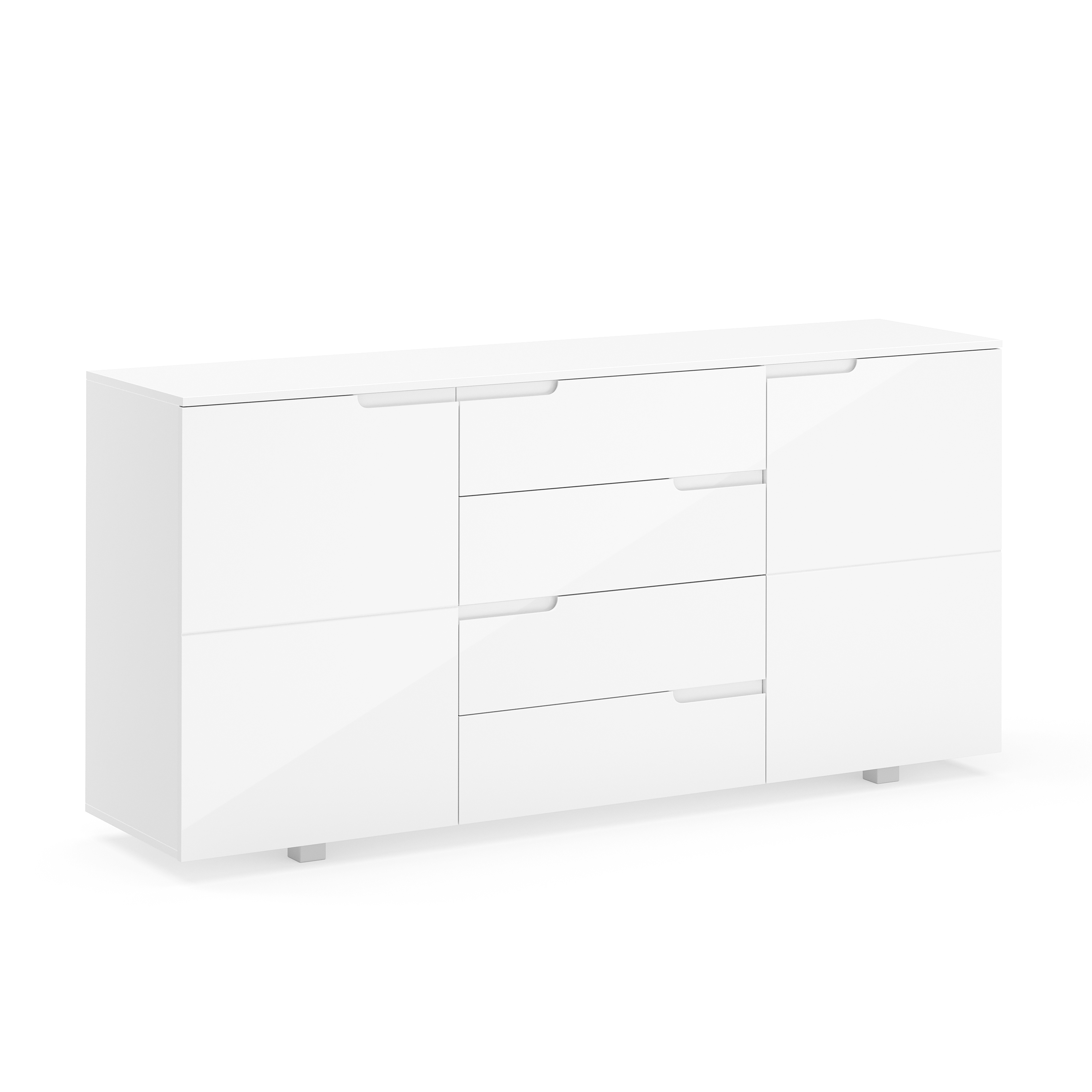 Sideboard AVILA 4 Schubladen und 2 Türen 165 x 80 cm Hochglanz weiss
