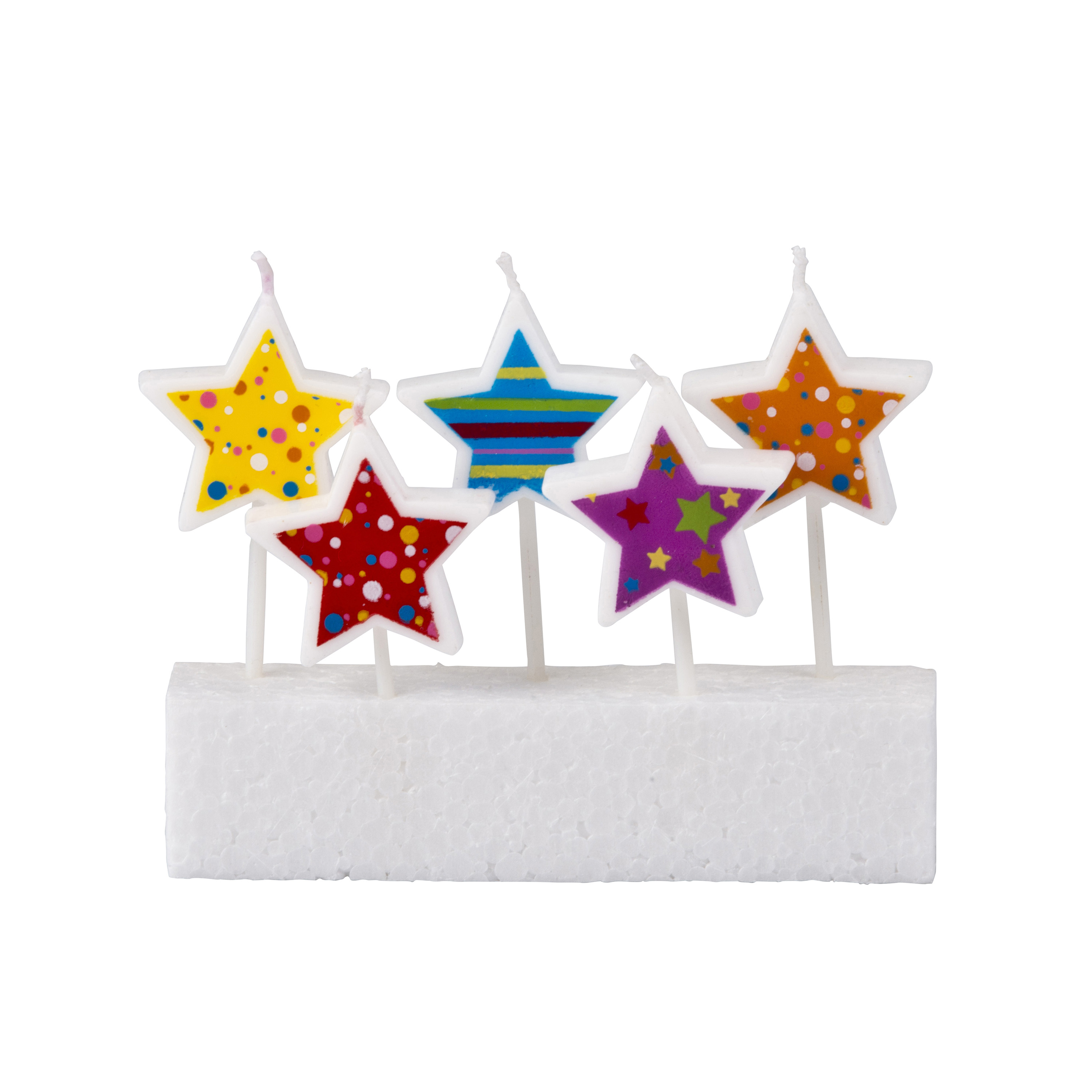 Geburtstagskerzen Set Stern 5-teilig 7 cm bunt