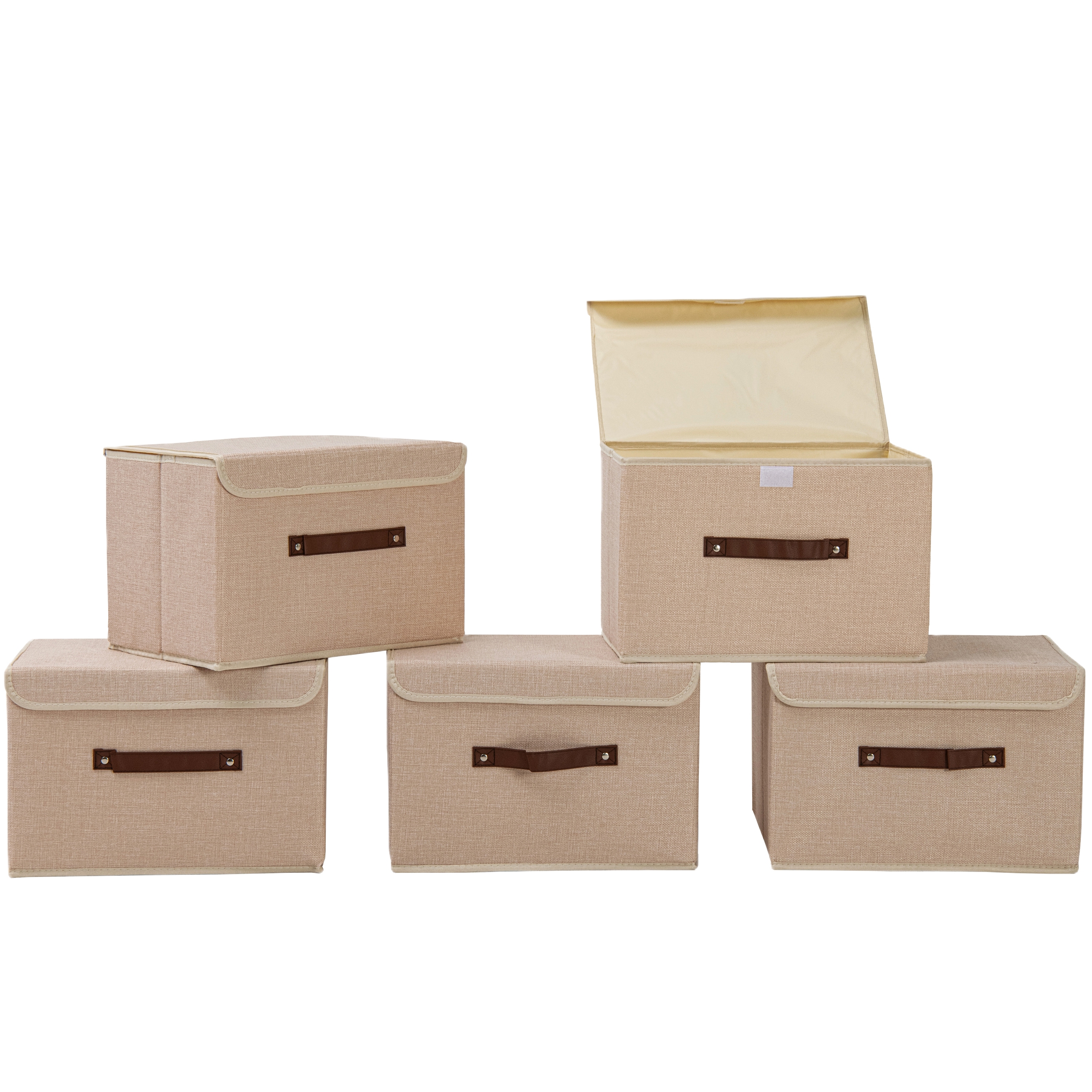 Aufbewahrungsbox mit Deckel FLORIES 38 x 25 x 25 cm 5er Set beige