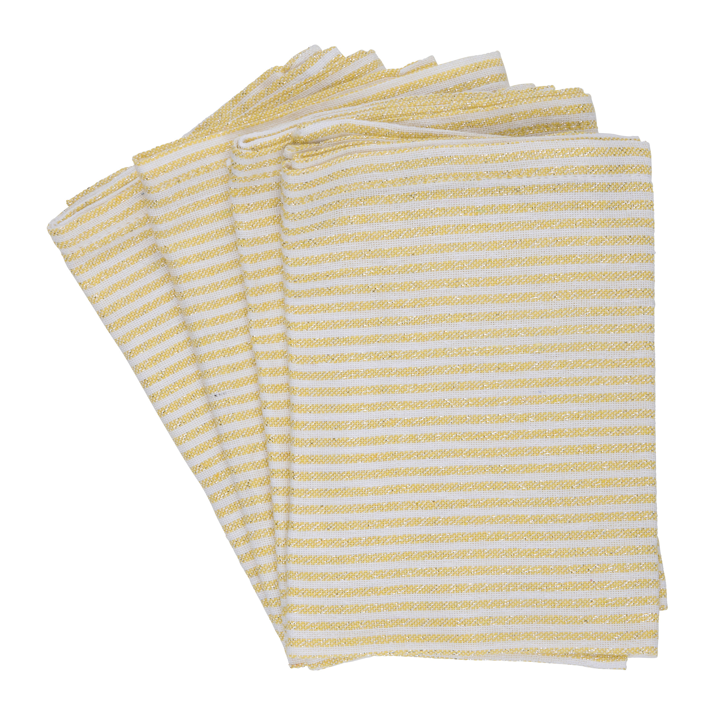 Serviette gestreift 35 x 35 cm 4er Set gelb/weiss